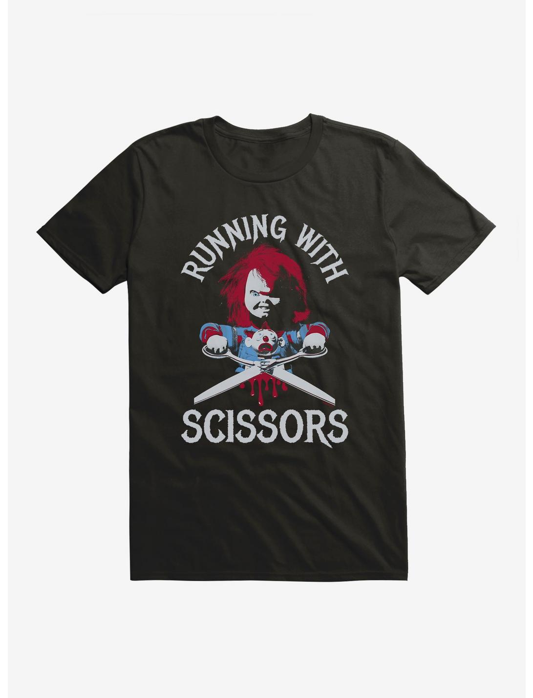 Chucky Running With Scissors T-Shirt, BLACK, hi-res