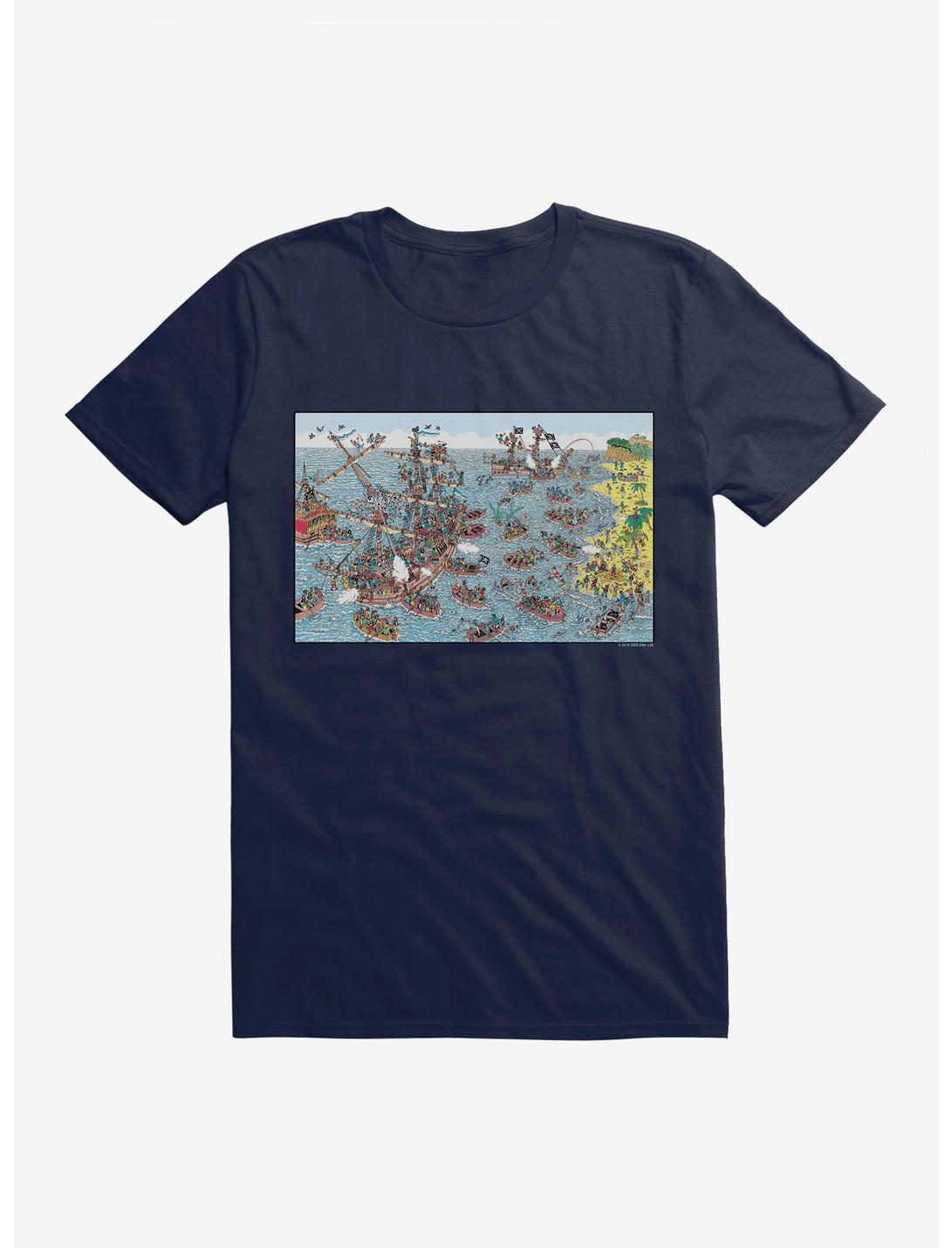 Where's Waldo? Search The Pirate Ships T-Shirt, MIDNIGHT NAVY, hi-res