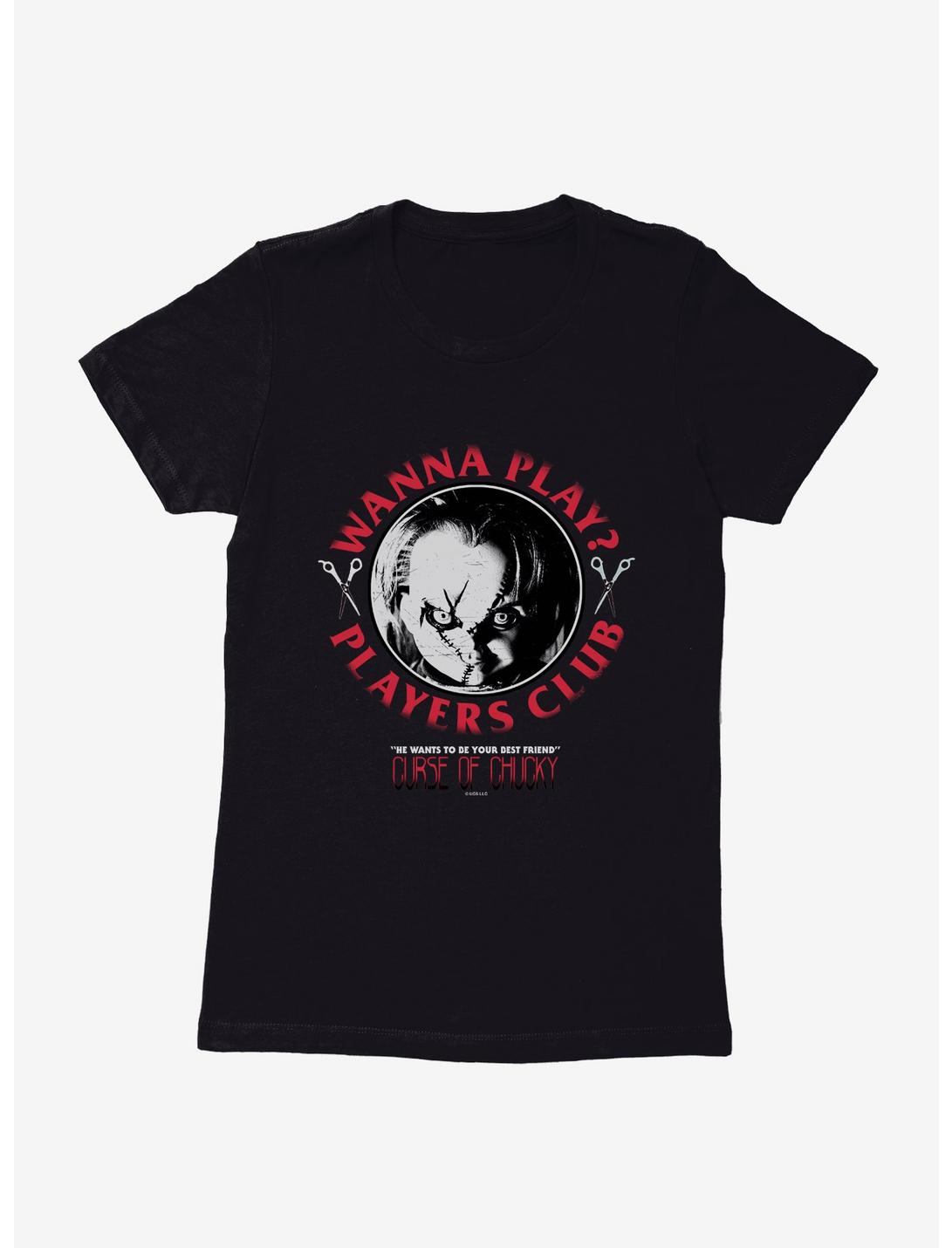 Chucky Wanna Play Players Club Womens T-Shirt, BLACK, hi-res