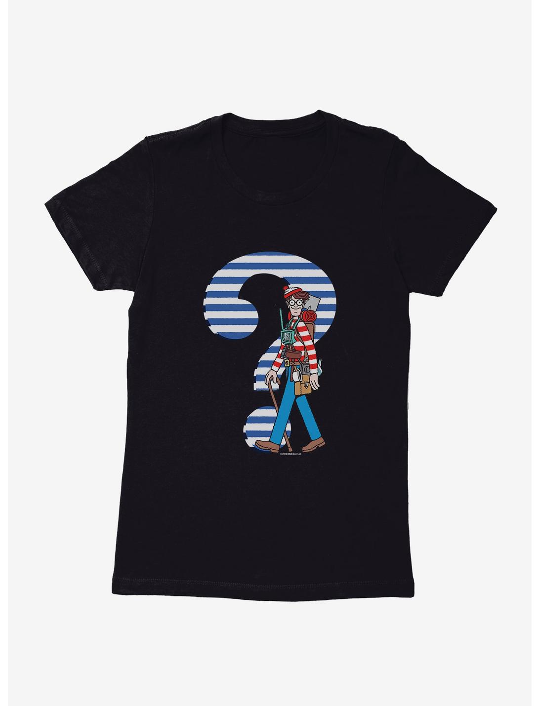 Where's Waldo? Striped Question Mark Womens T-Shirt, BLACK, hi-res