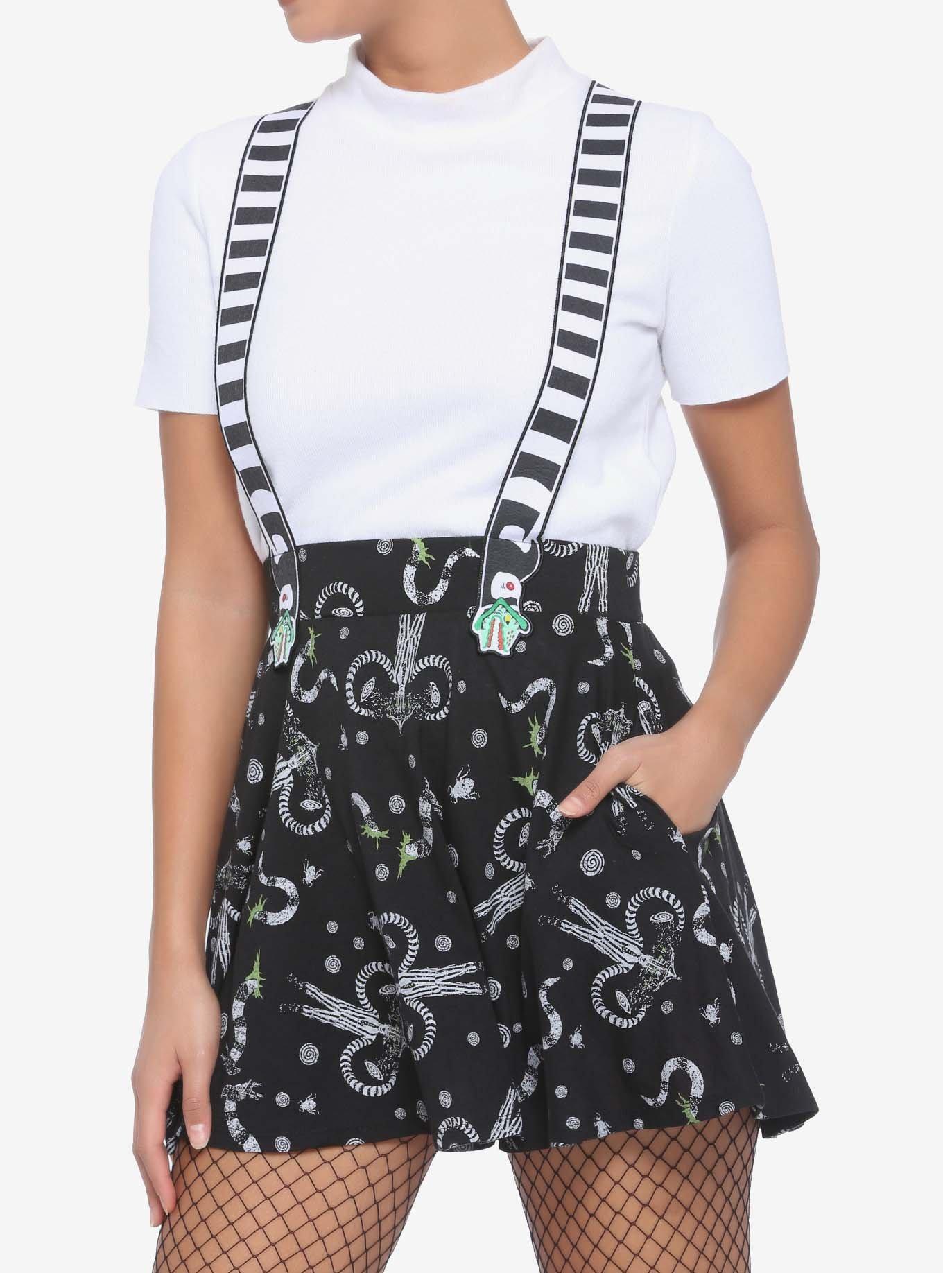 Beetlejuice Sandworm Suspender Skirt, BLACK, hi-res