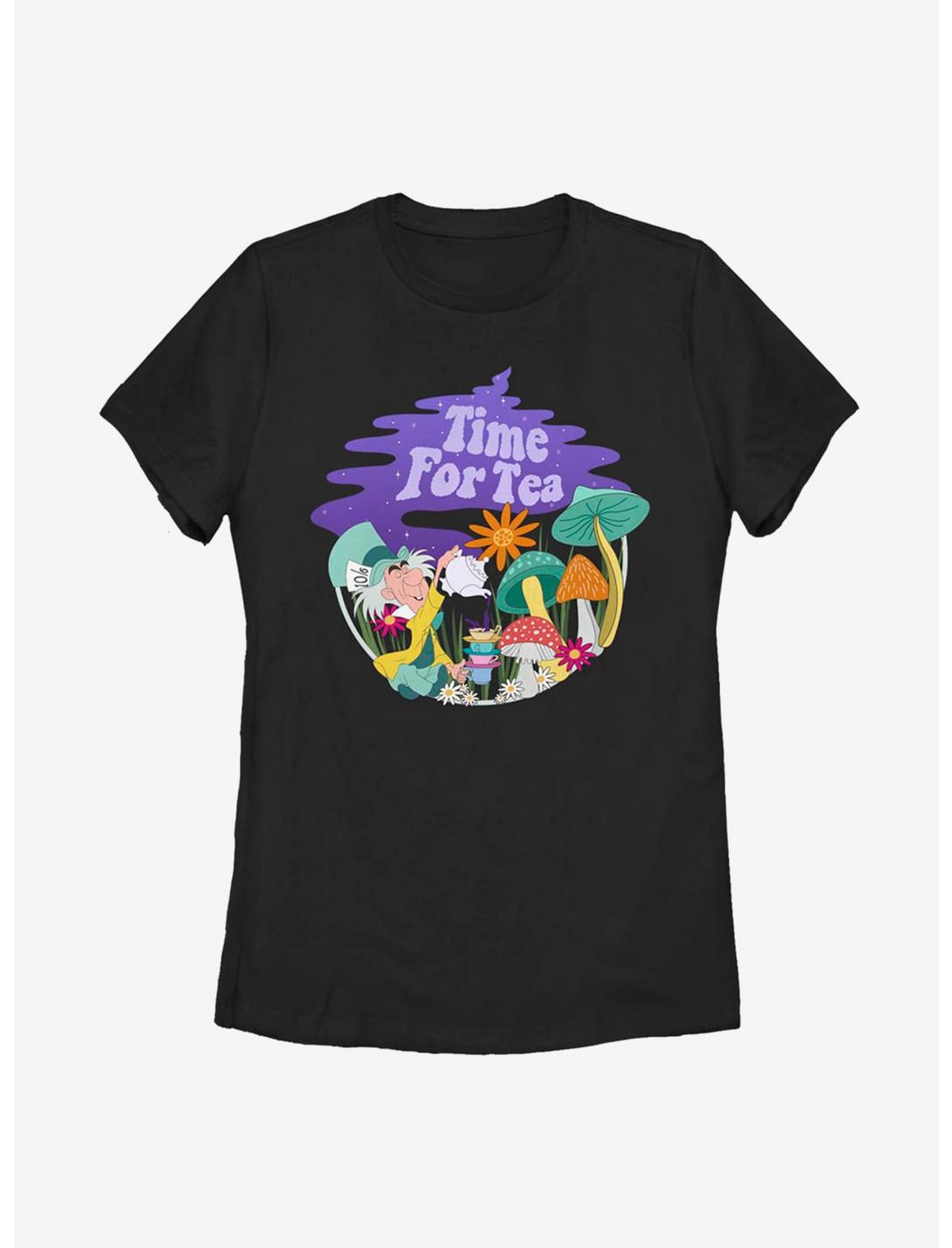 Disney Alice In Wonderland Hatter Time For Tea Womens T-Shirt, BLACK, hi-res