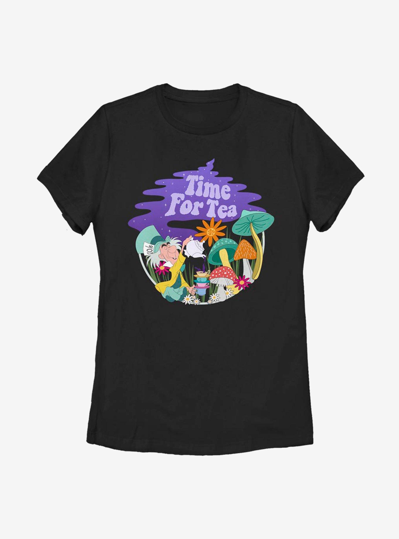 Disney Alice In Wonderland Hatter Time For Tea Womens T-Shirt, BLACK, hi-res