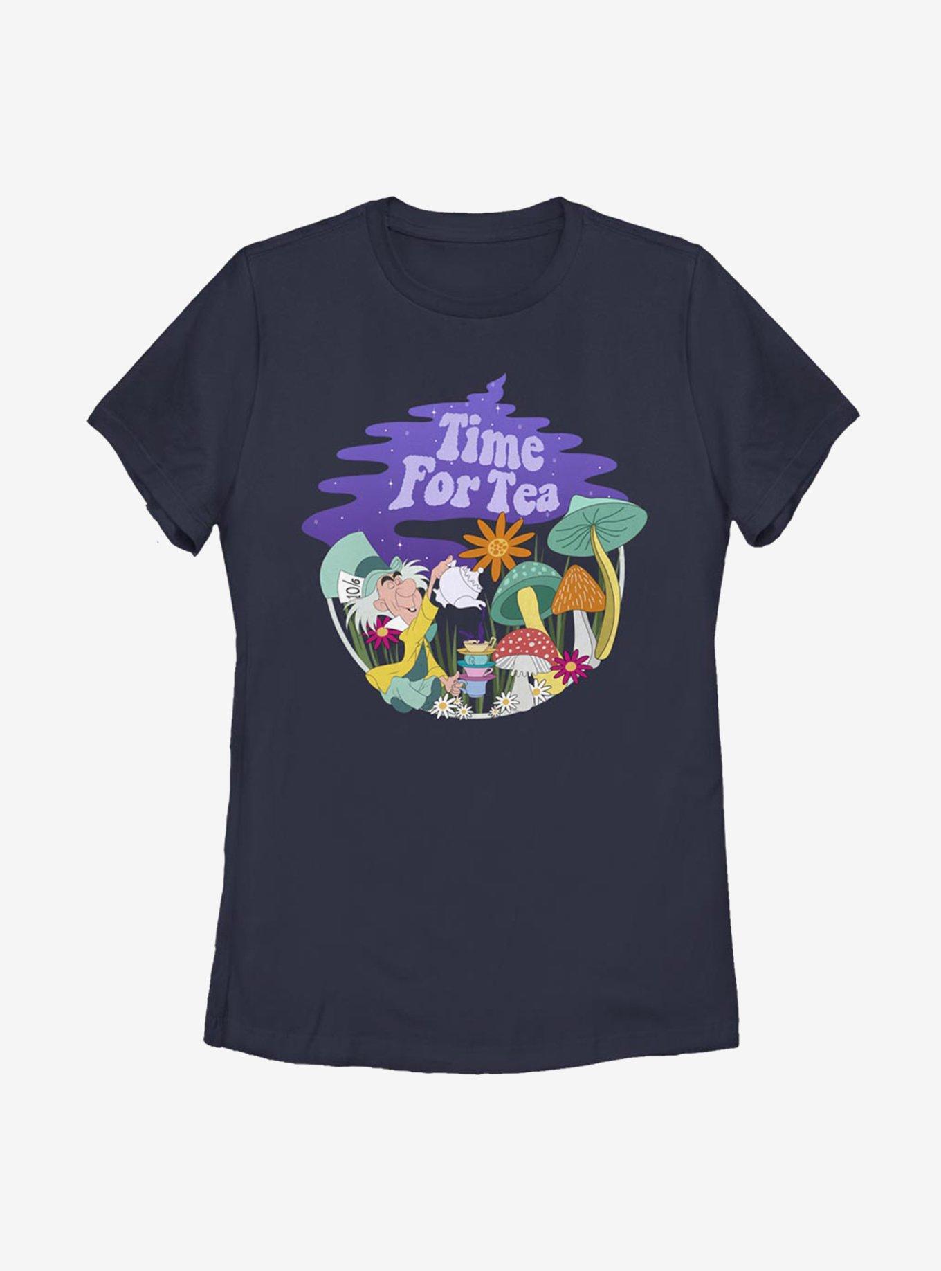 Disney Alice In Wonderland Hatter Time For Tea Womens T-Shirt, NAVY, hi-res