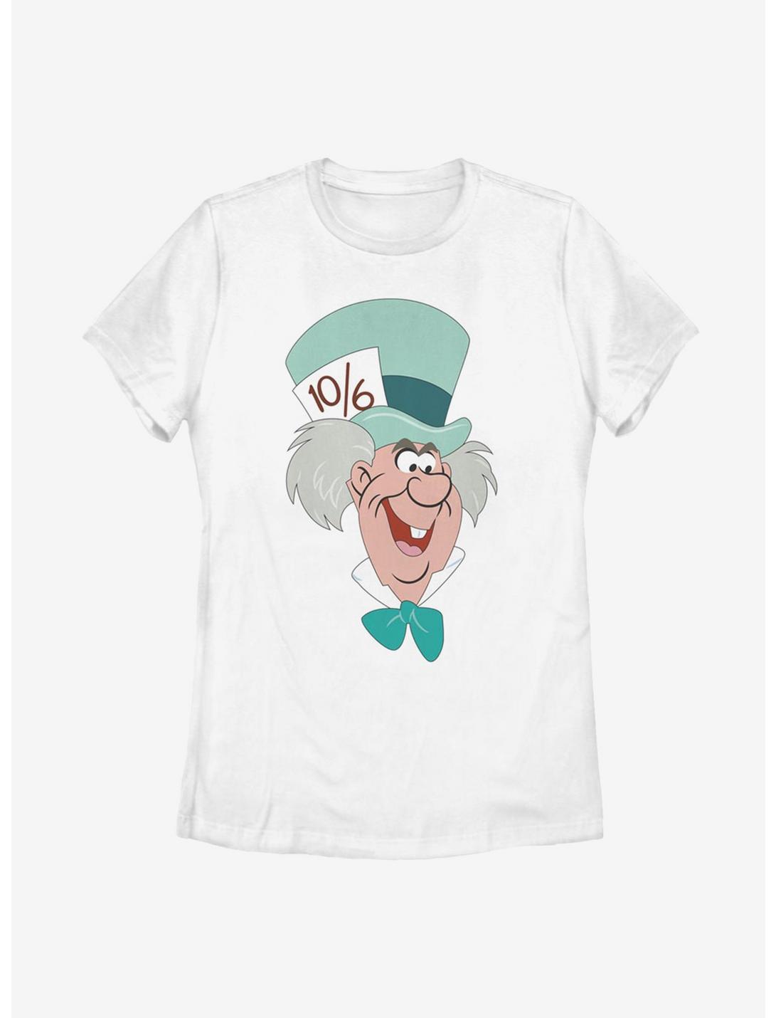 Disney Alice In Wonderland Mad Hatter Big Face Womens T-Shirt, WHITE, hi-res