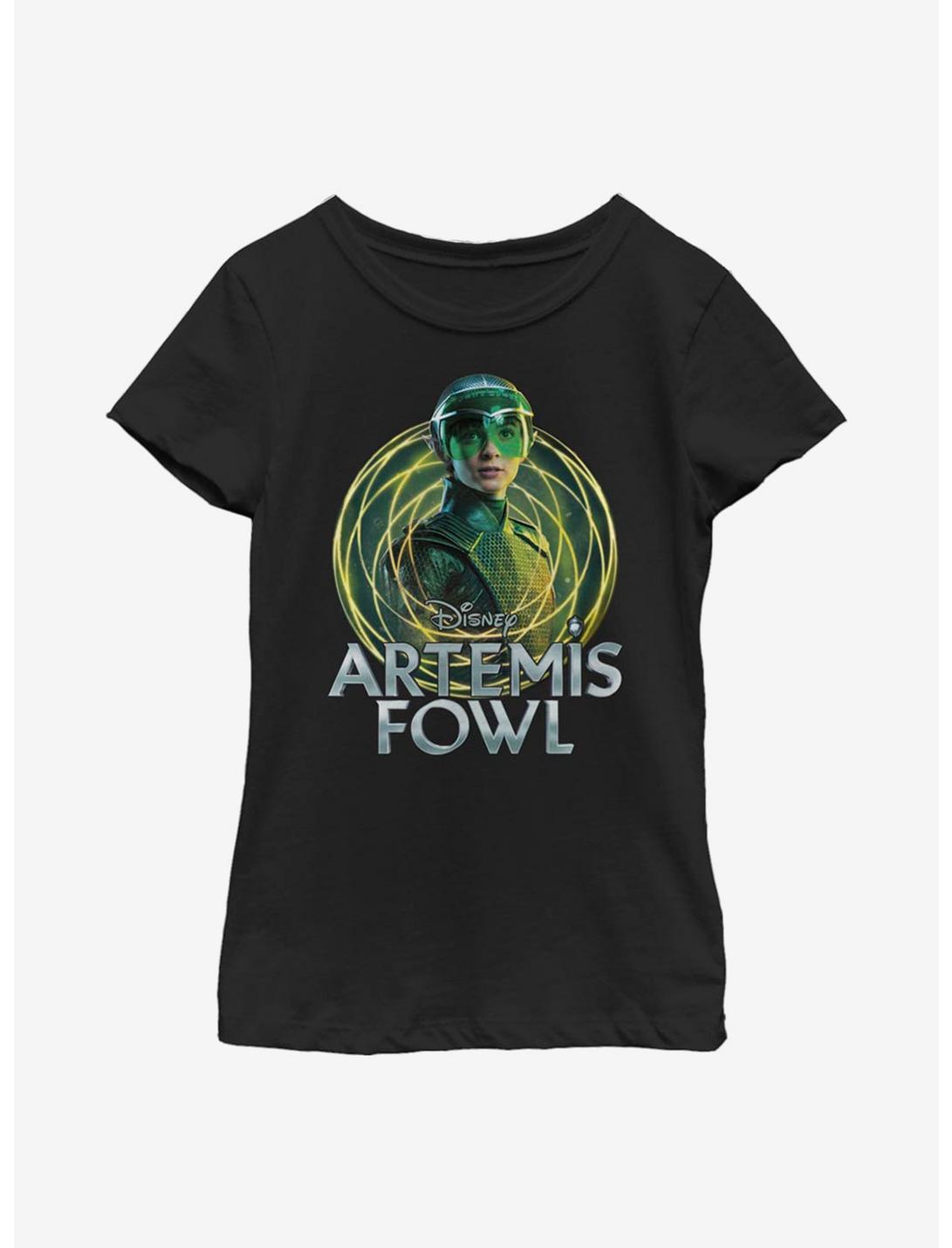 Disney Artemis Fowl Holly Badge Youth Girls T-Shirt, BLACK, hi-res