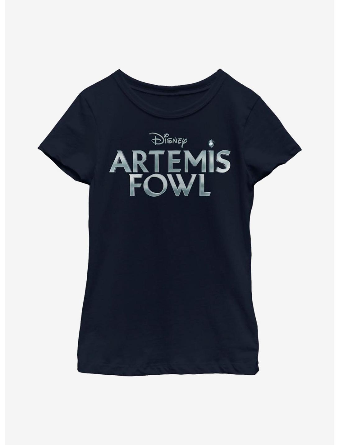 Disney Artemis Fowl Metallic Logo Youth Girls T-Shirt, NAVY, hi-res