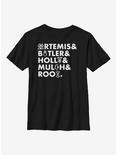 Disney Artemis Fowl Gnomish Name Stack Youth T-Shirt, BLACK, hi-res