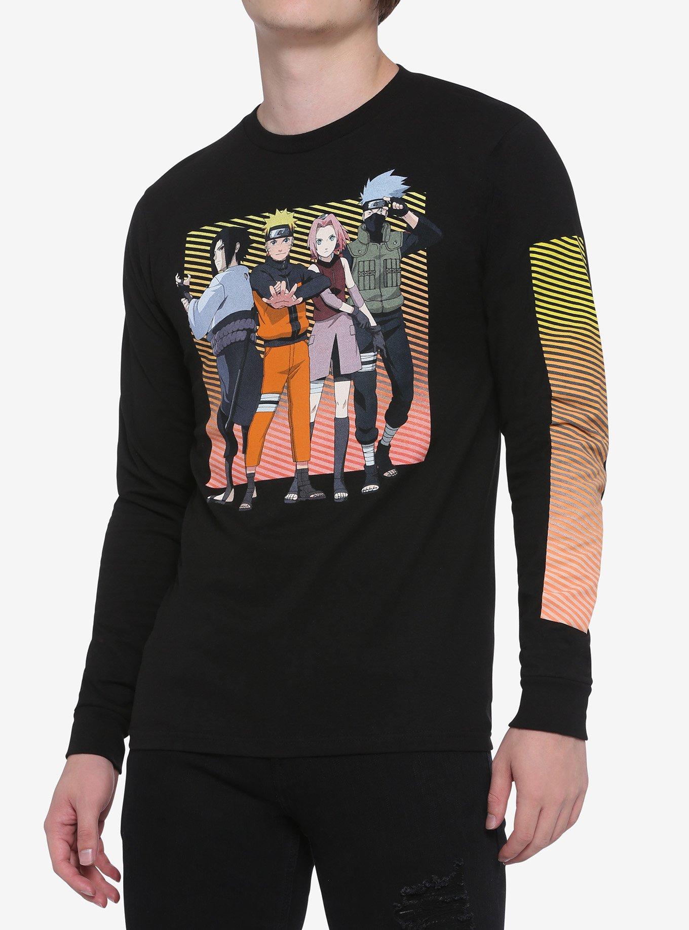 Naruto Shippuden Group Ombre Stripes Long-Sleeve T-Shirt, MULTI, hi-res