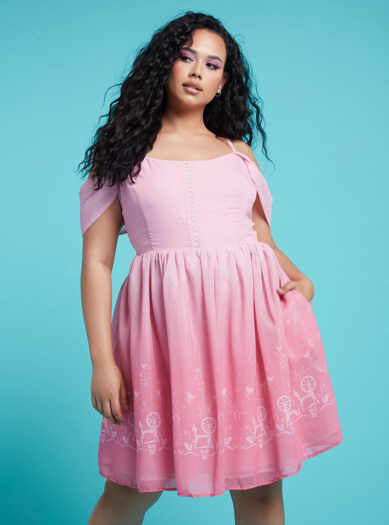 Her Universe Disney Sleeping Beauty Aurora Princess Cold Shoulder Dress Plus Size, MULTI, hi-res