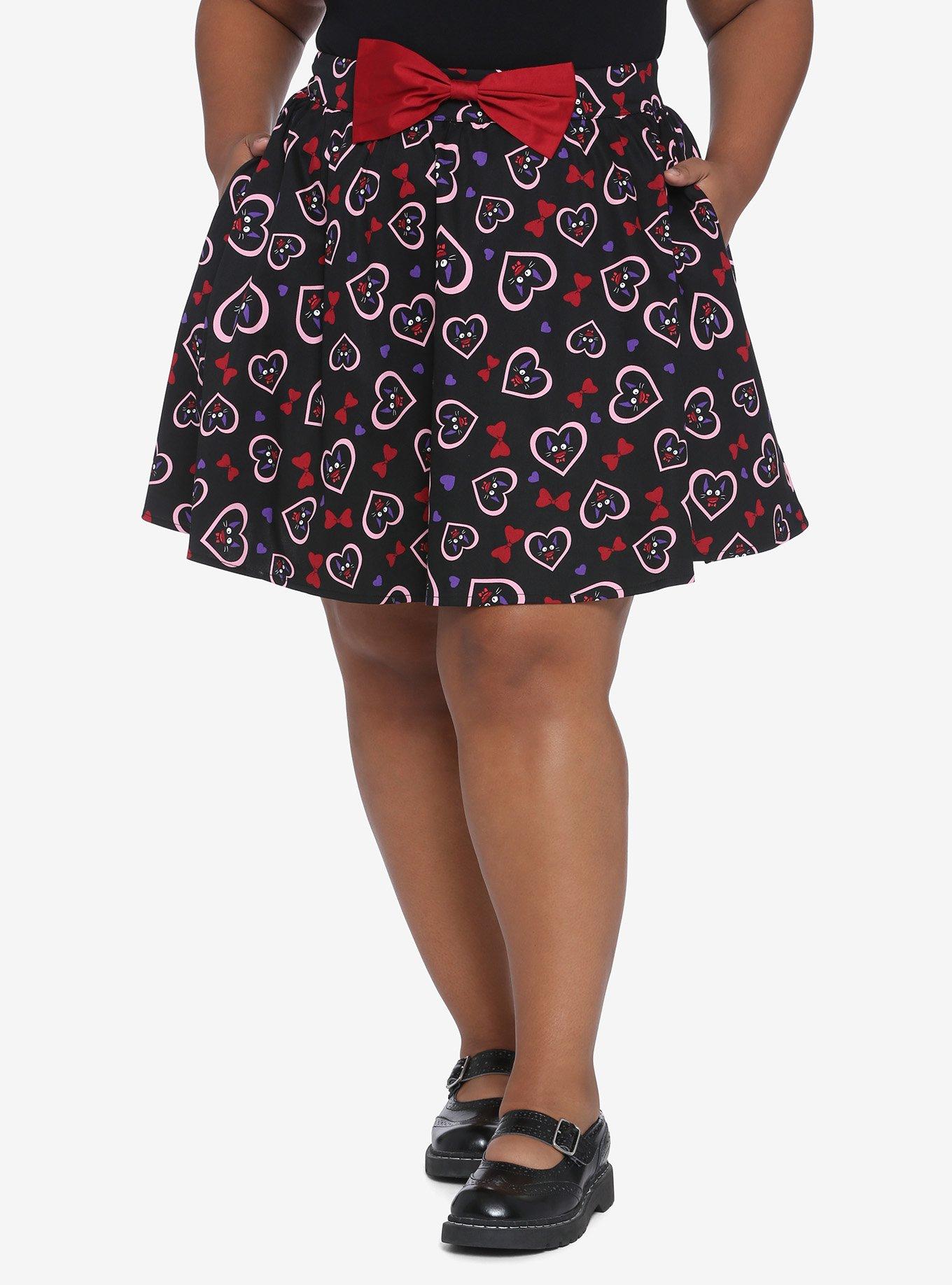 Studio Ghibli Kiki's Delivery Service Jiji Hearts & Bow Skirt Plus Size, MULTI, hi-res