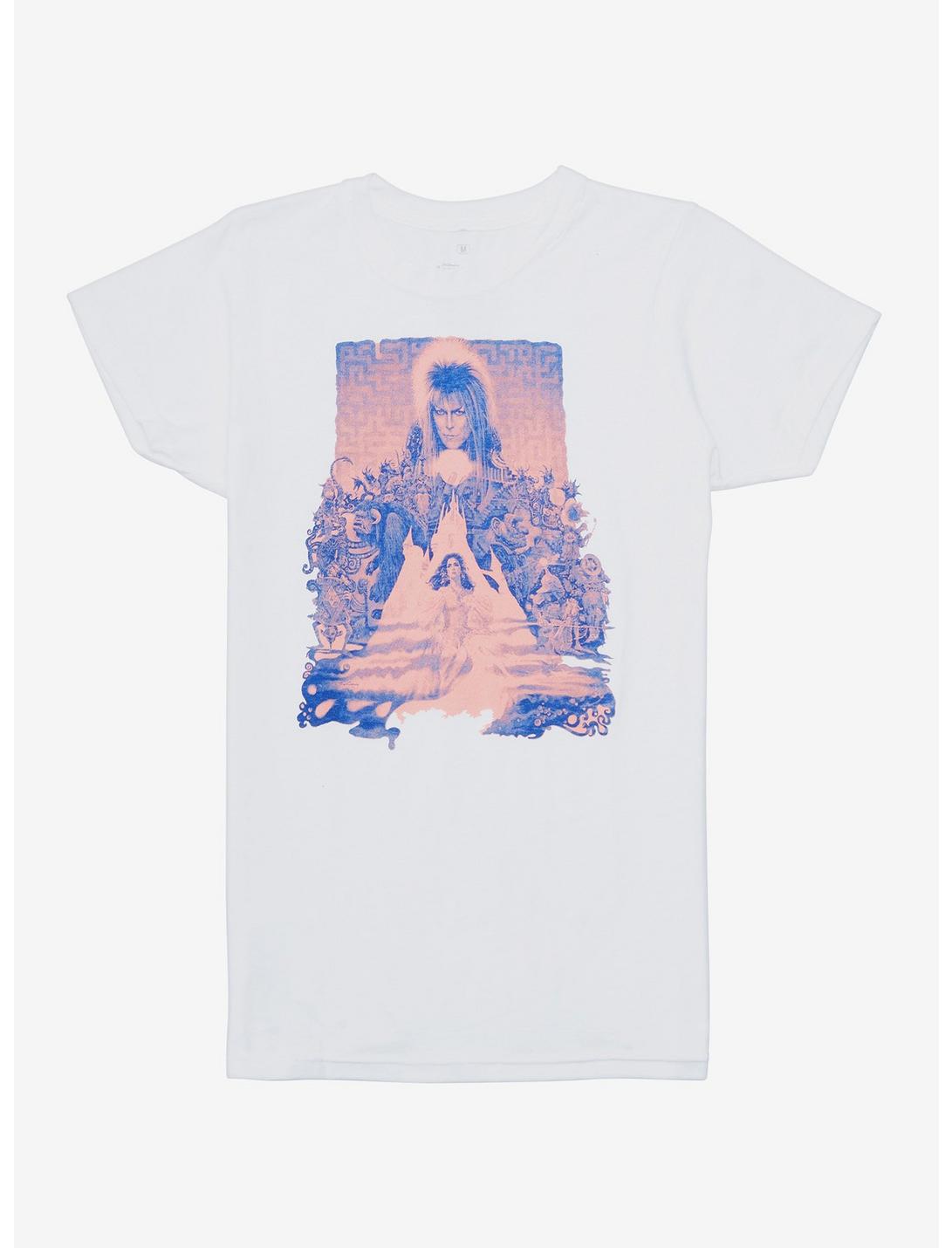 Labyrinth Pink & Blue Poster Boyfriend Fit Girls T-Shirt Plus Size, MULTI, hi-res
