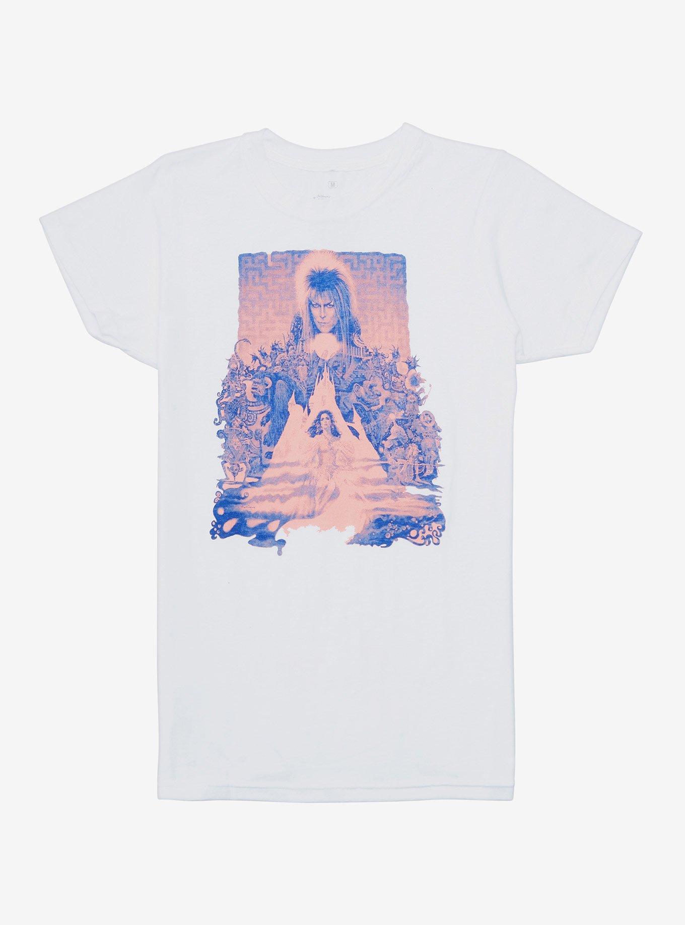 Labyrinth Pink & Blue Poster Boyfriend Fit Girls T-Shirt Plus Size, MULTI, hi-res