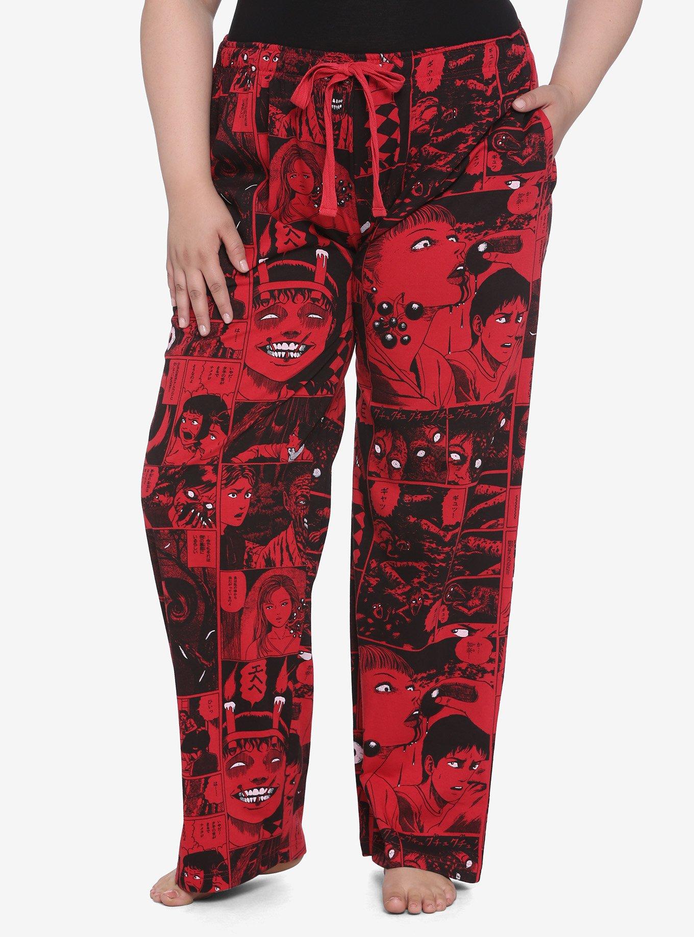 Junji Ito Panel Red Girls Pajama Pants Plus Size