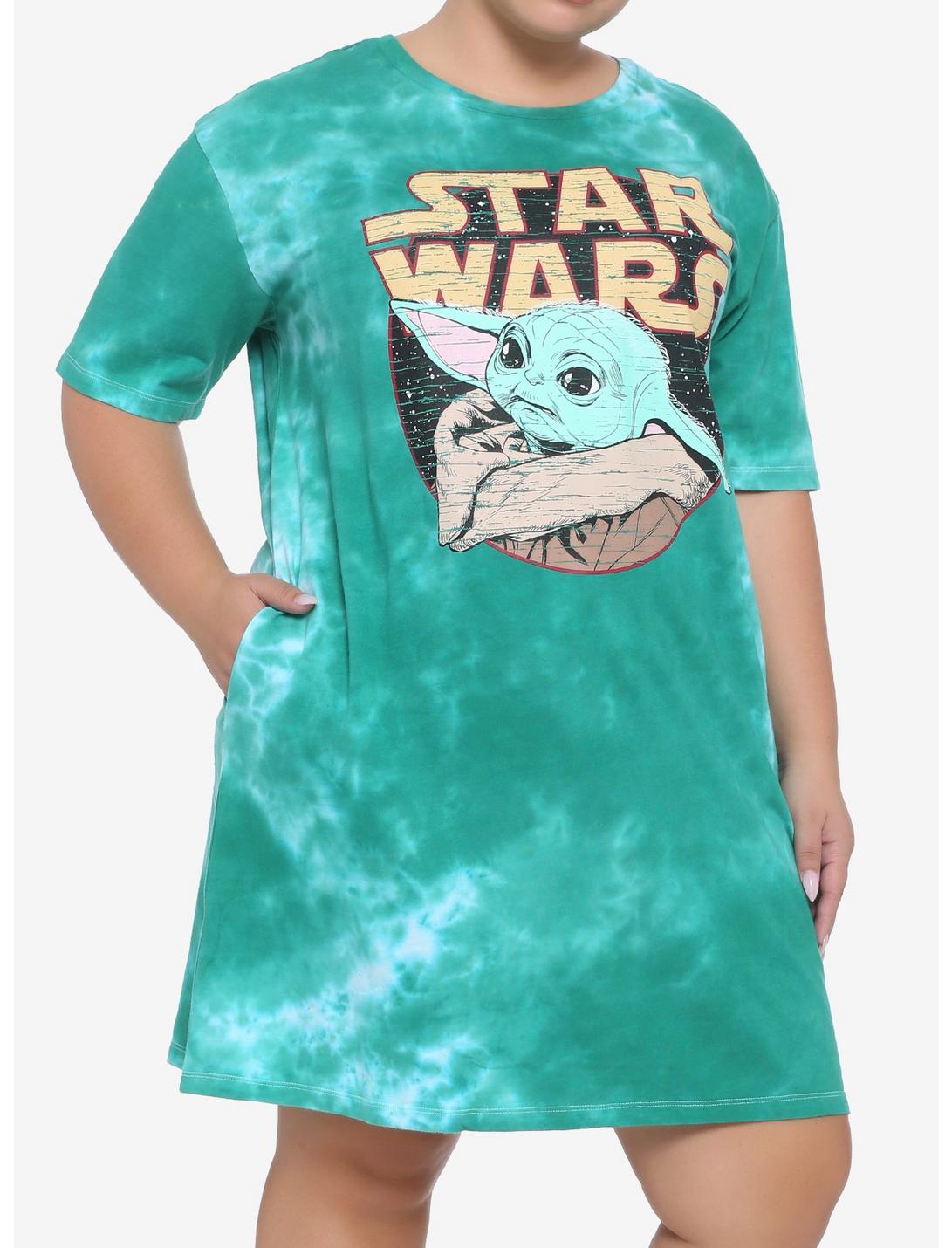 Her Universe Star Wars The Mandalorian The Child Tie-Dye T-Shirt Dress Plus Size, MULTI, hi-res