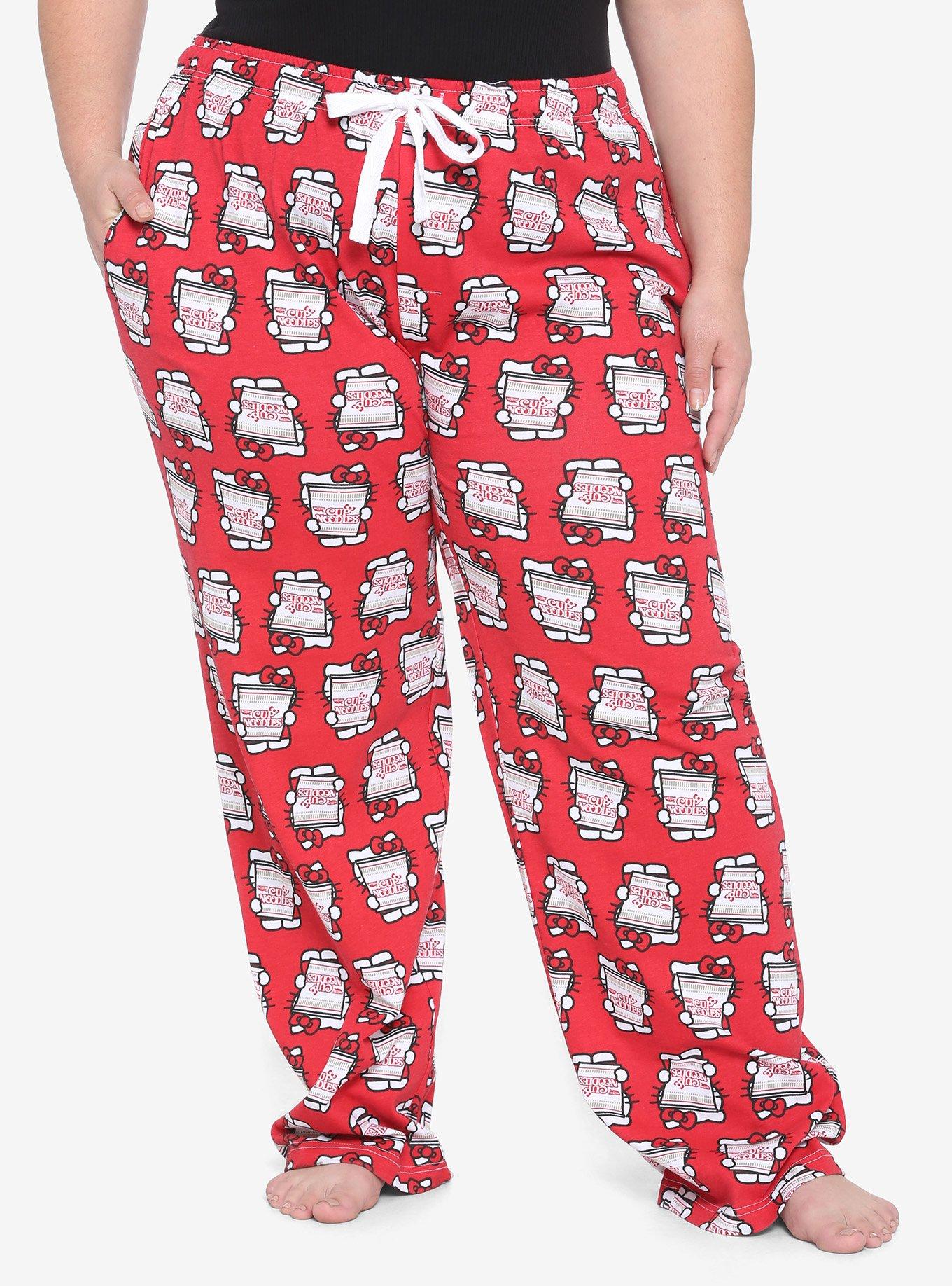 Nissin Cup Noodles X Hello Kitty Red Girls Pajama Pants Plus Size