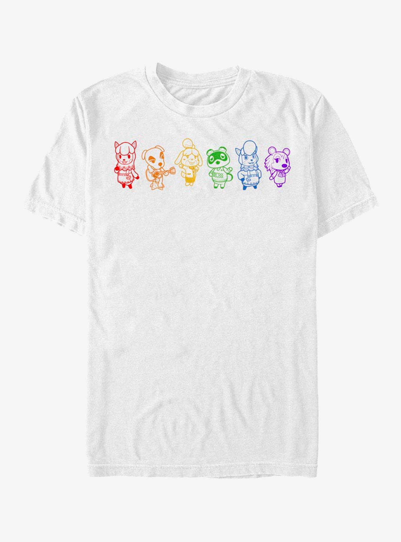 Extra Soft Nintendo Animal Crossing Line Art Rainbow T-Shirt