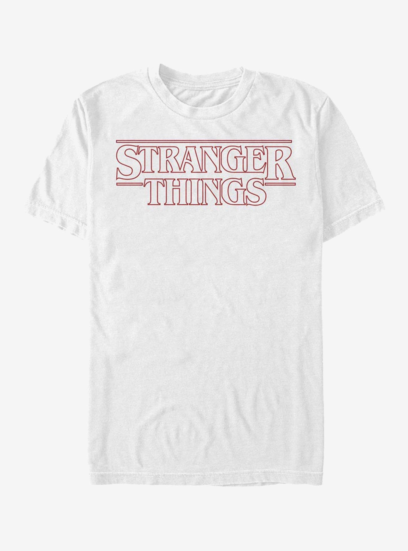 Extra Soft Stranger Things Stranger Red Outline Logo T-Shirt, WHITE, hi-res