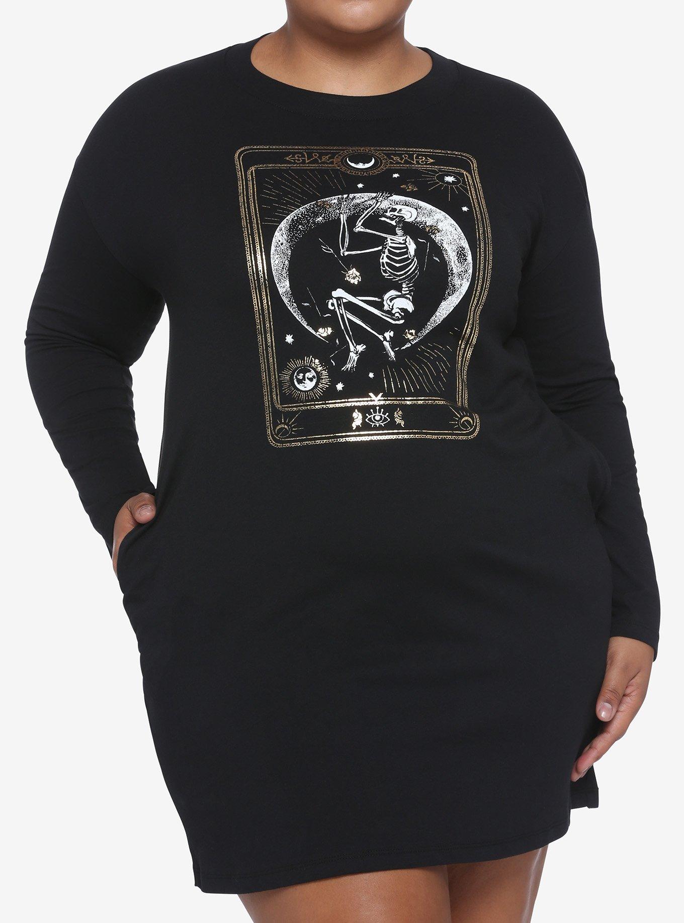 Skeleton Tarot Card Long-Sleeve T-Shirt Dress Plus Size | Hot Topic