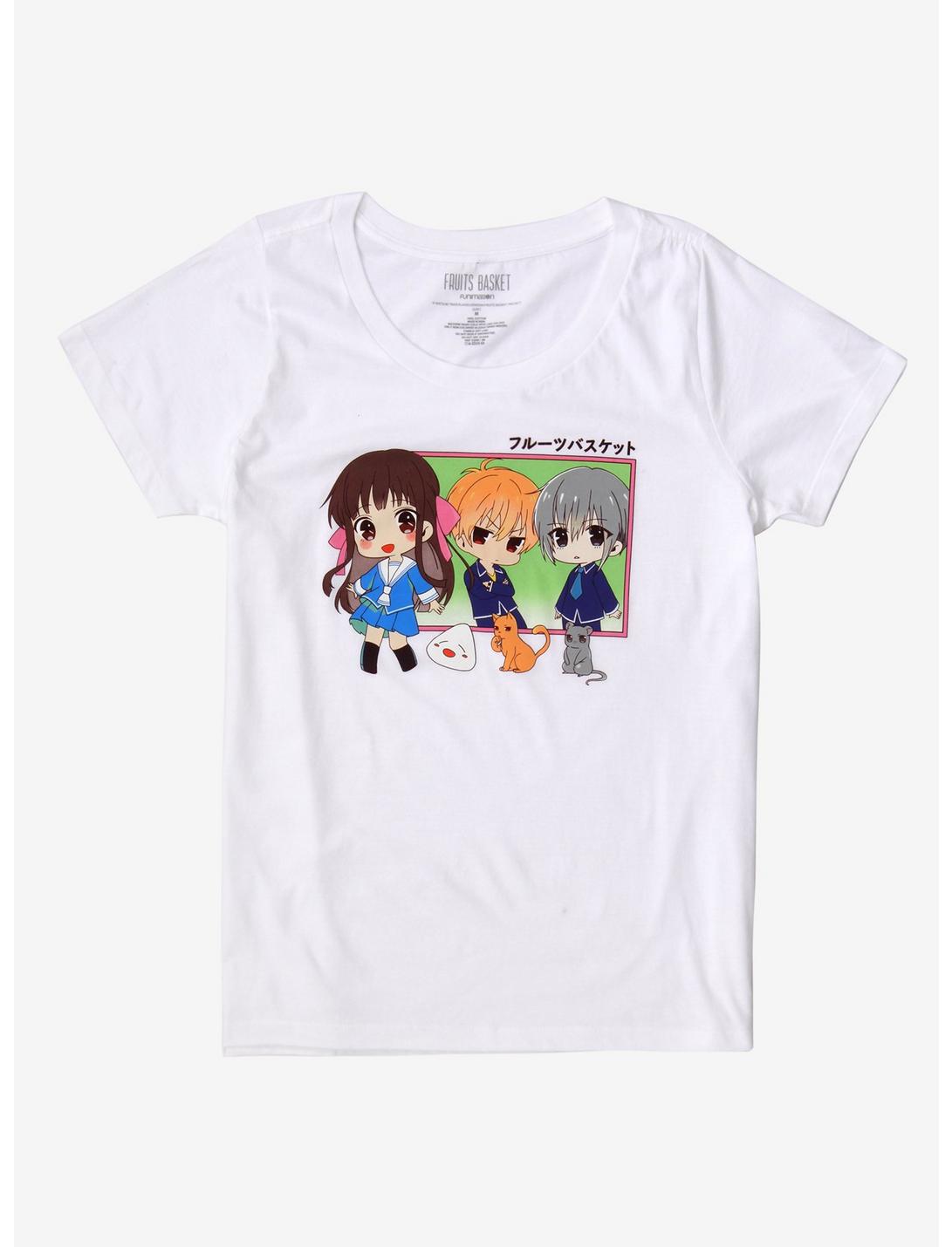 Fruits Basket Chibi Trio Girls T-Shirt Plus Size, WHITE, hi-res