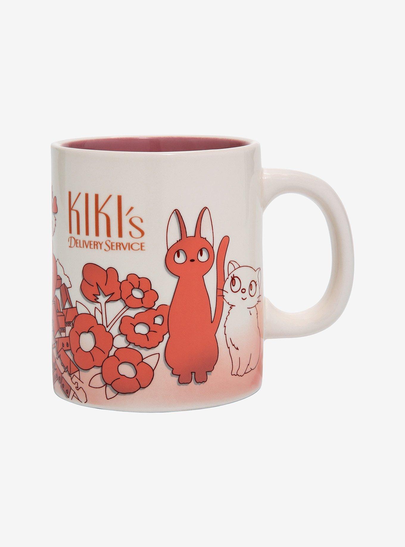 Studio Ghibli Kiki's Delivery Service Jiji & Lily Pink Sketch Mug