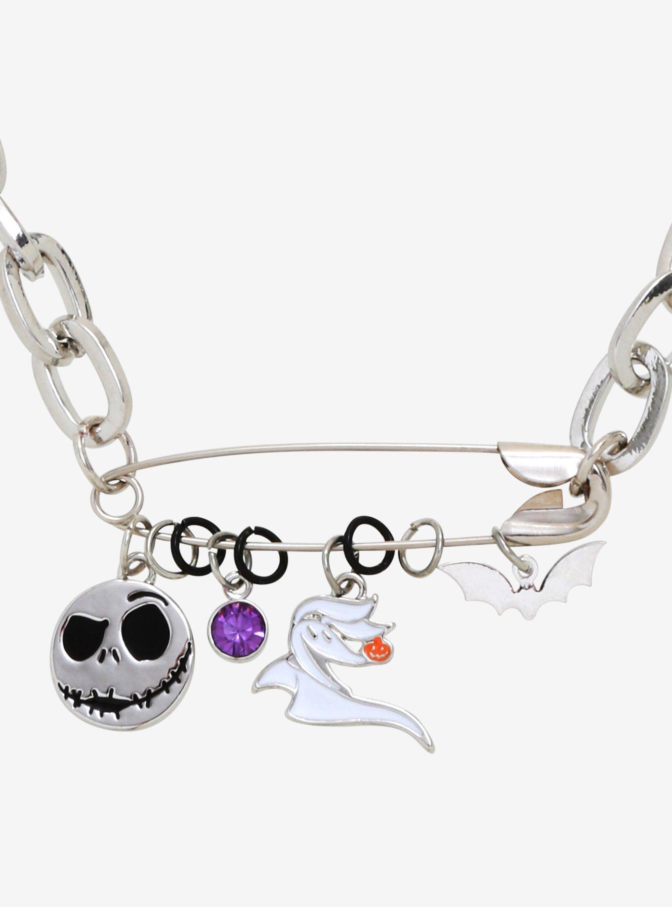 The Nightmare Before Christmas Safety Pin Charm Choker, , hi-res