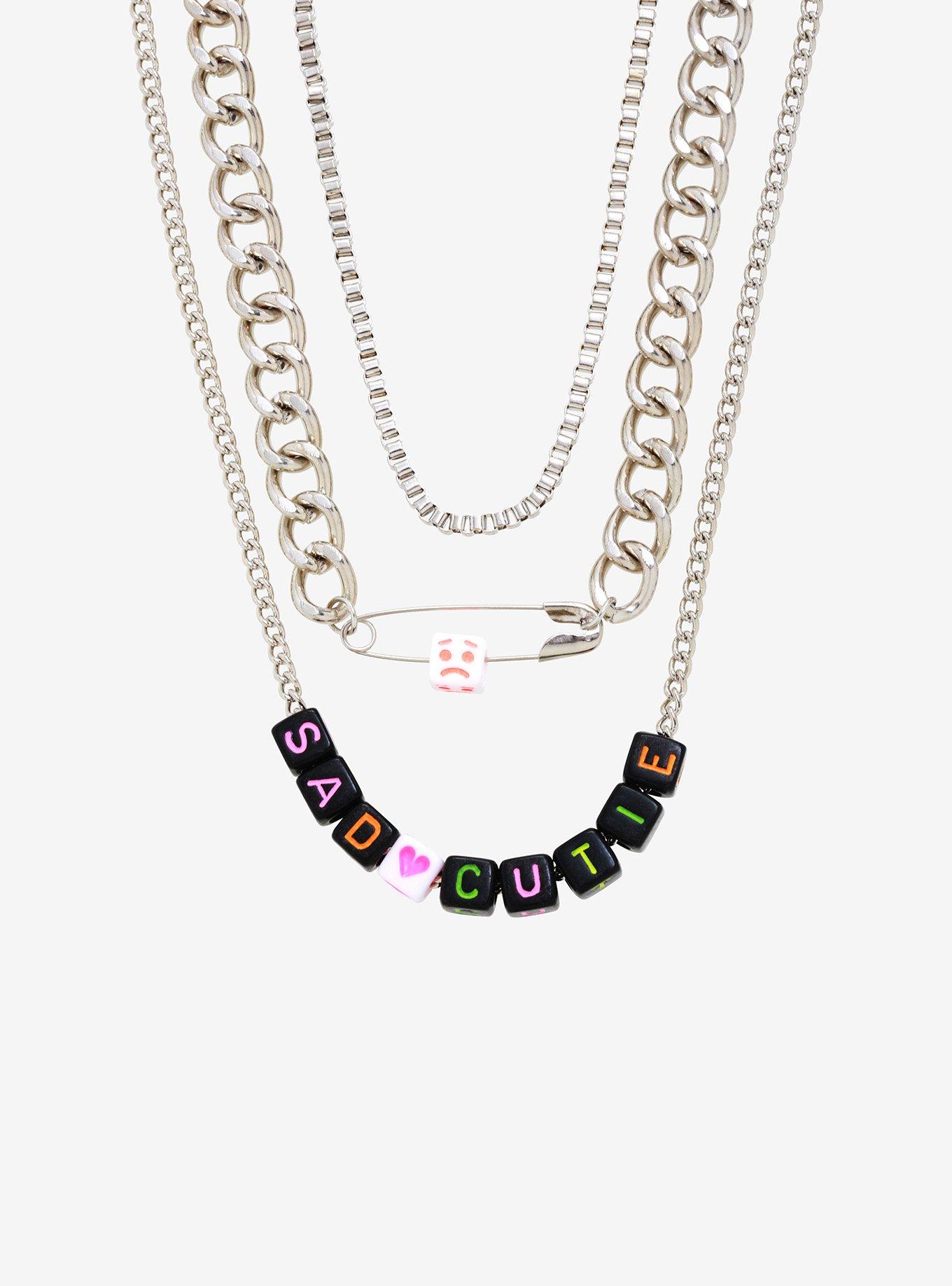 Sad Cutie Chain Necklace Set, , hi-res