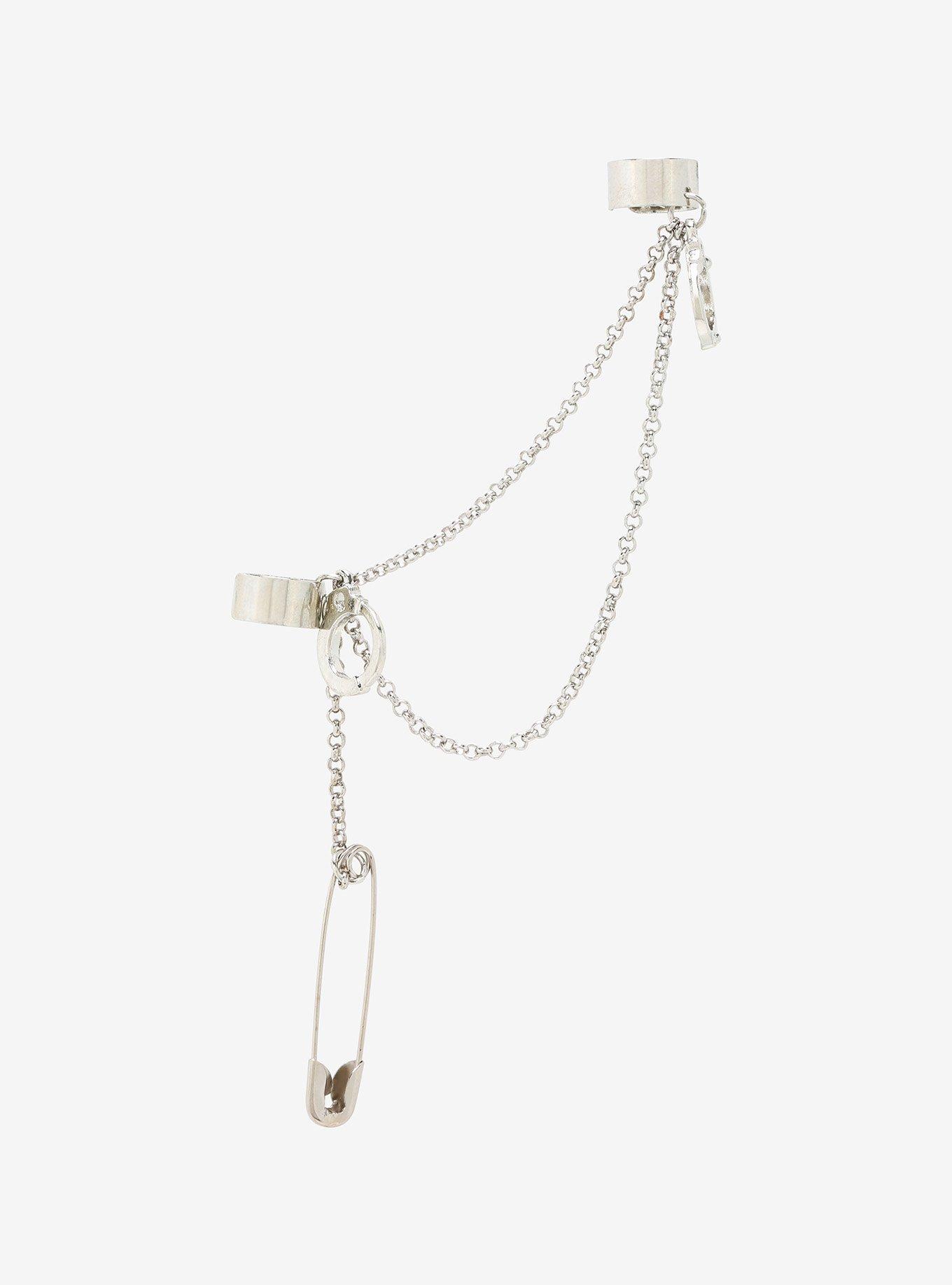 Handcuff Safety Pin Cuff Earring, , hi-res