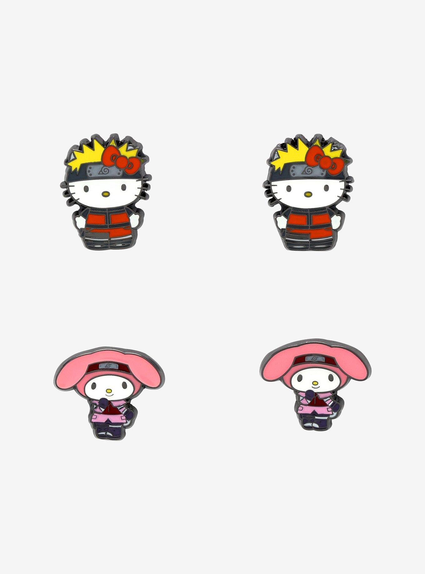 Naruto Shippuden X Hello Kitty And Friends Hello Kitty & My Melody Stud Earring Set, , hi-res