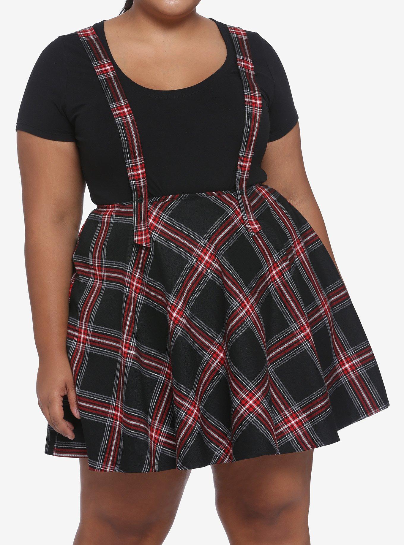 Black Red Plaid Suspender Skirt Plus Size Hot Topic
