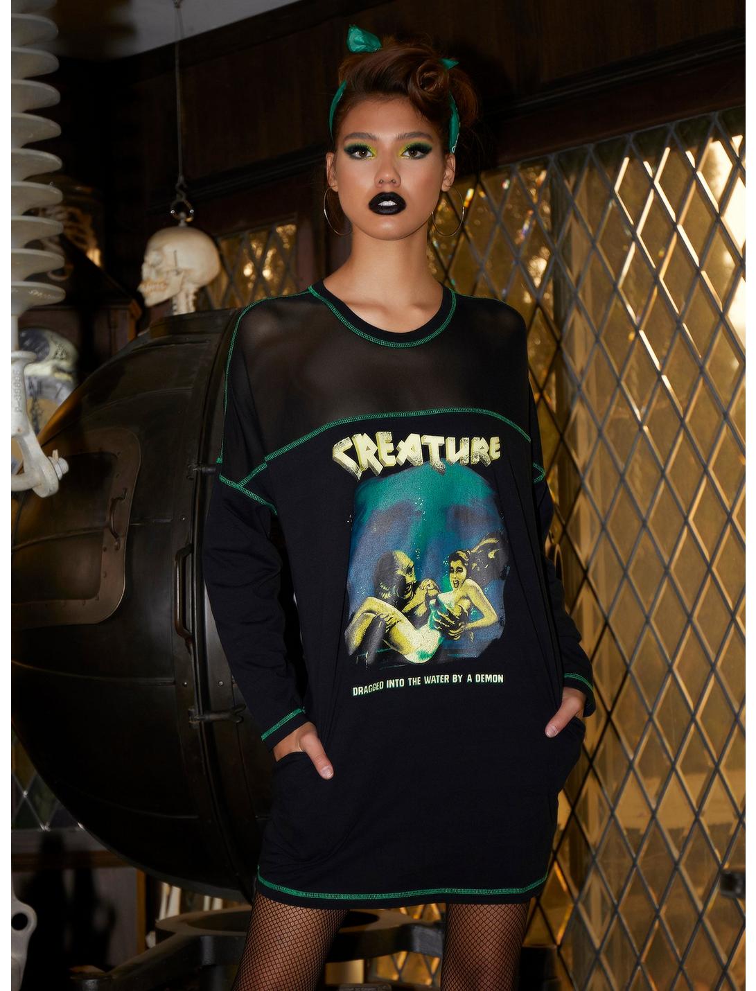 Universal Monsters Creature From The Black Lagoon Long-Sleeve T-Shirt Dress, MULTI, hi-res
