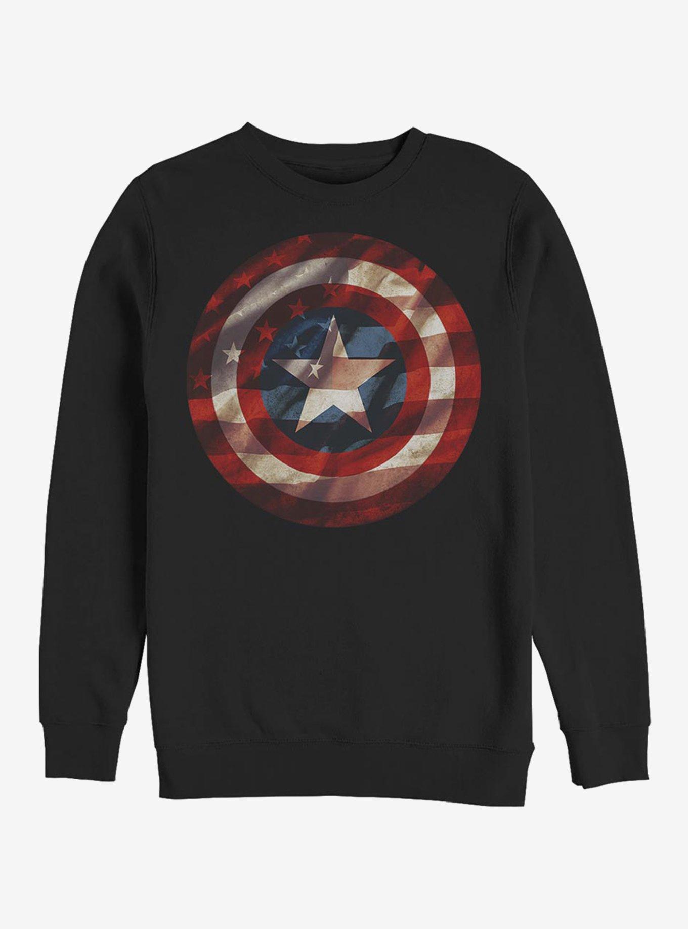 Marvel Captain America Flag Shield Sweatshirt, BLACK, hi-res