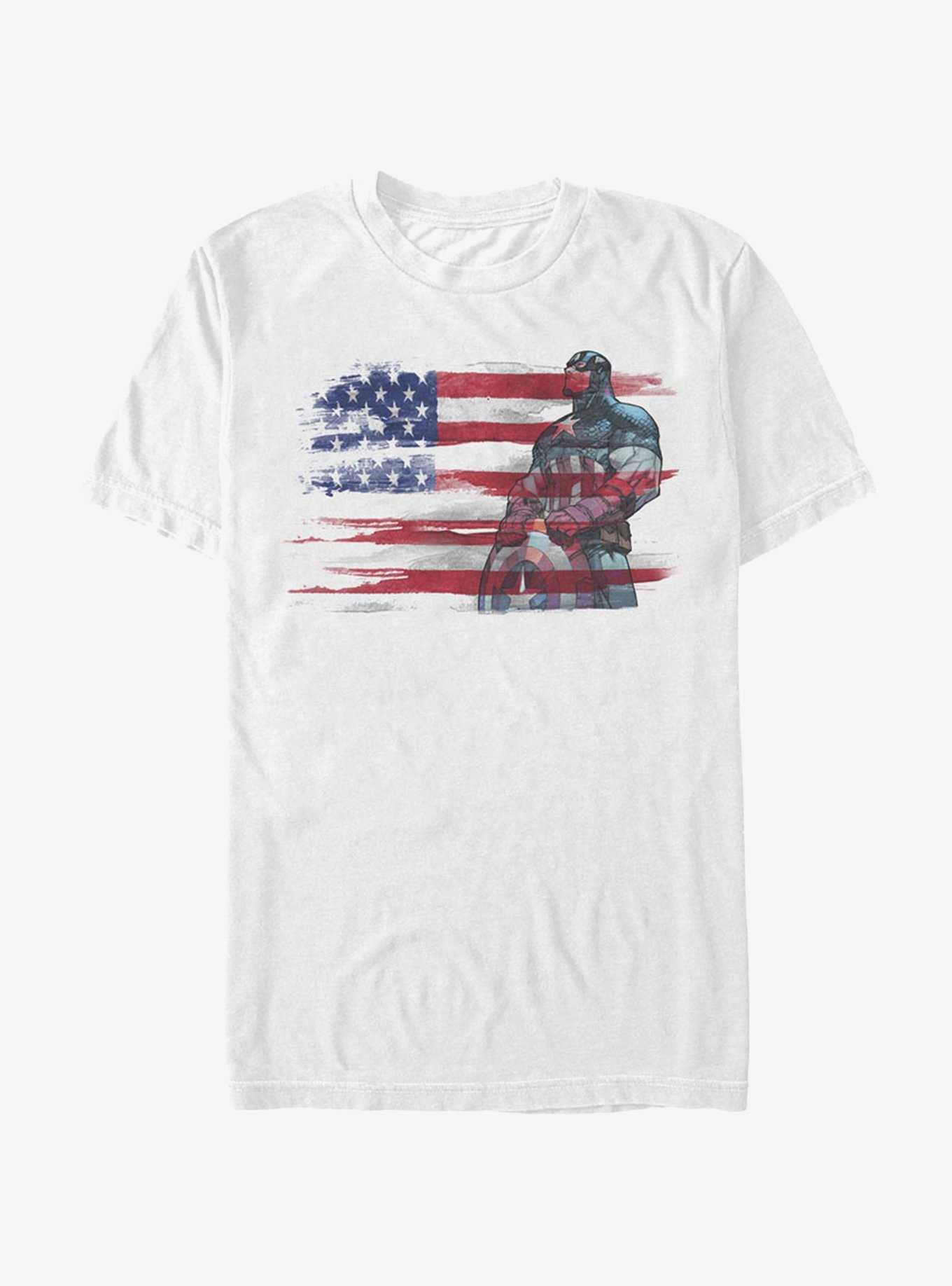 Marvel Captain America Watercolor Flag T-Shirt, , hi-res
