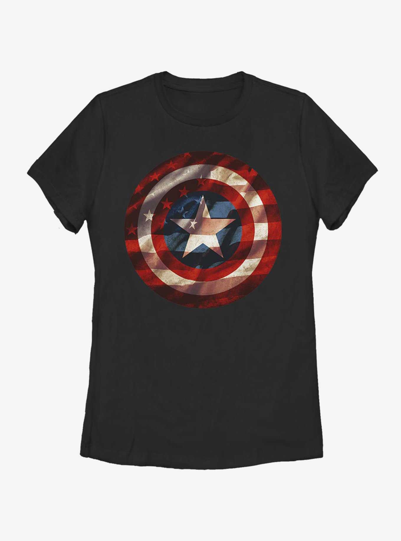 Marvel Captain America Flag Shield Womens T-Shirt, , hi-res