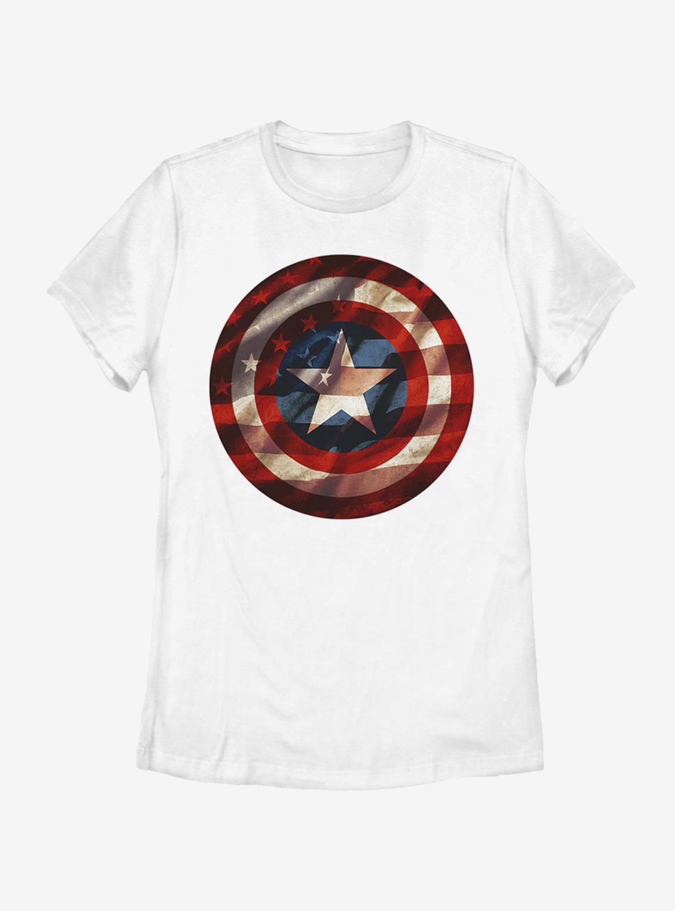 Marvel Captain America Flag Shield Womens T-Shirt, , hi-res