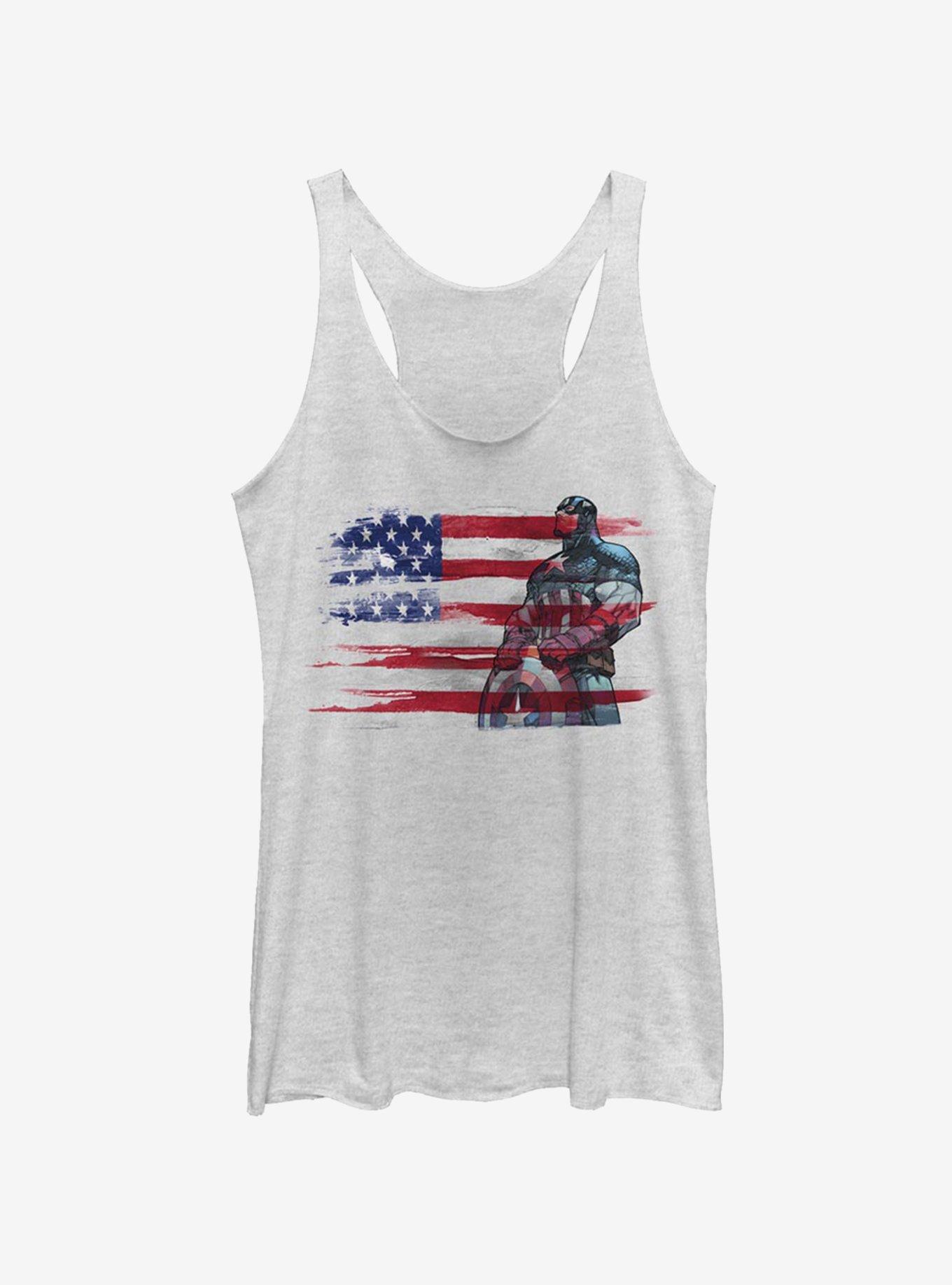 Marvel Captain America Watercolor Flag Womens Tank Top, , hi-res