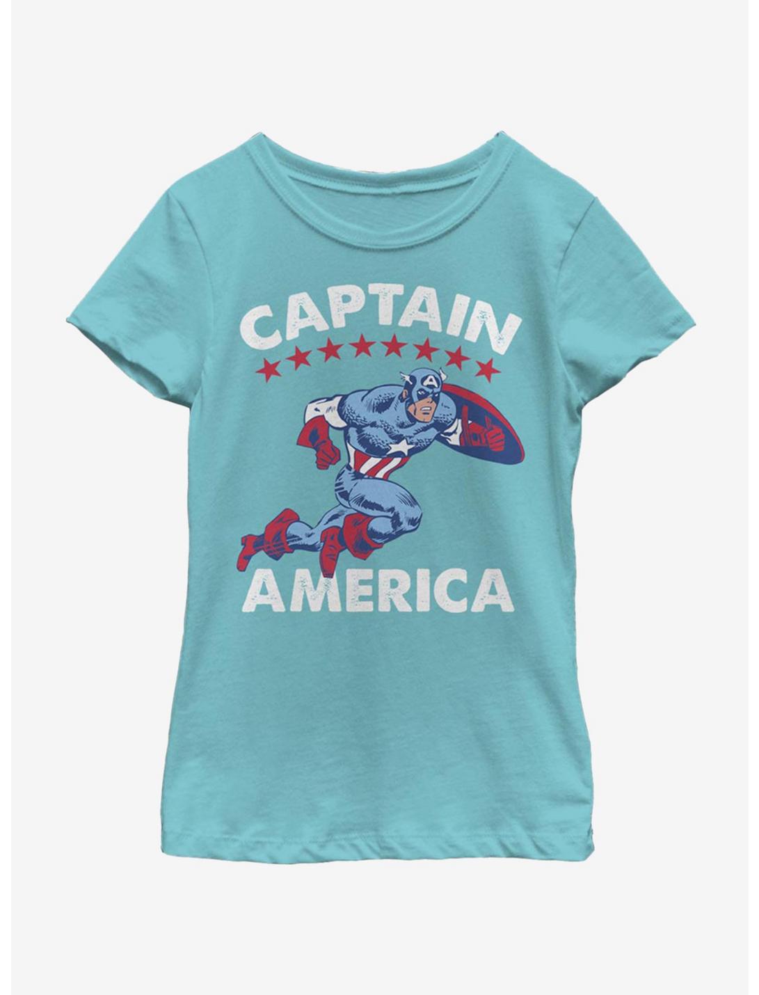 Marvel Captain America Americana Youth Girls T-Shirt, TAHI BLUE, hi-res