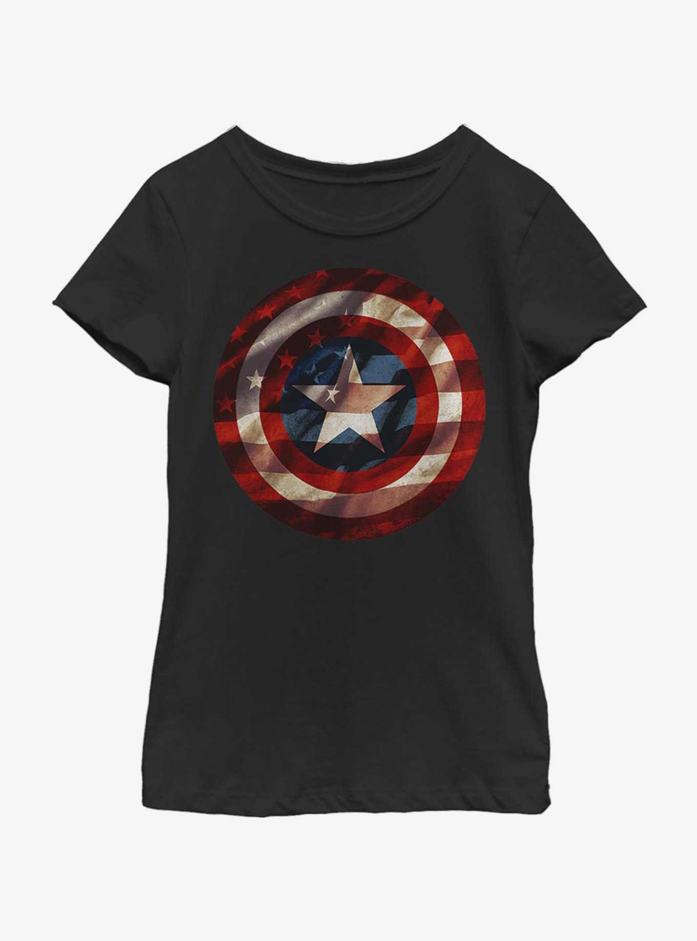 Marvel Captain America Flag Shield Youth Girls T-Shirt, , hi-res