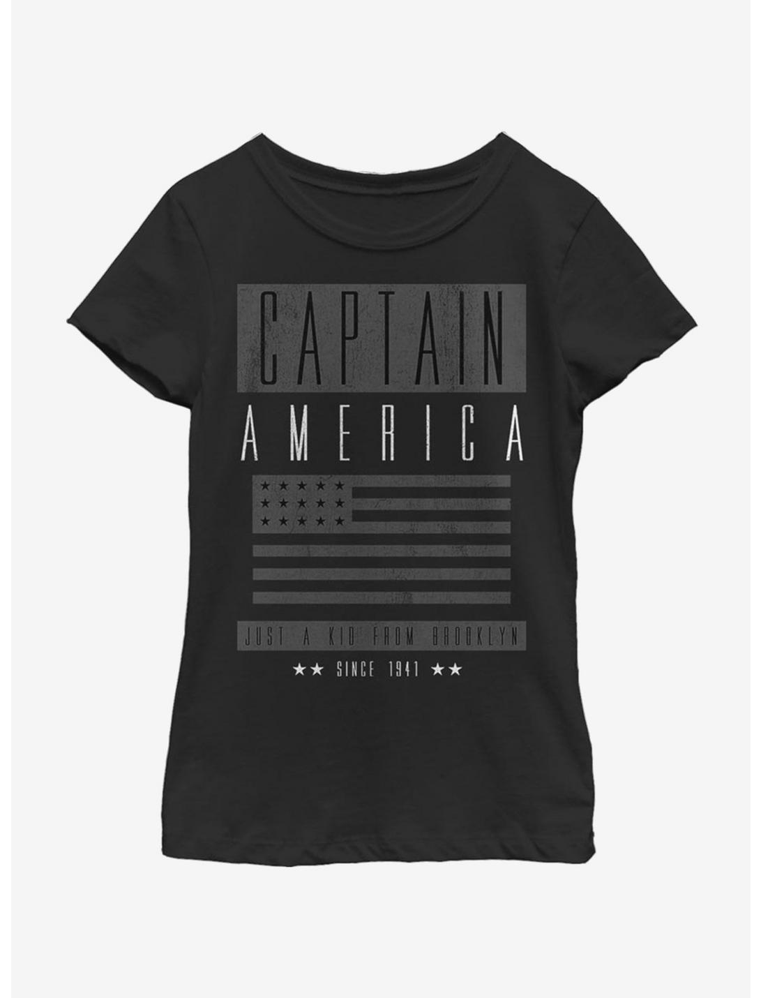 Marvel Captain America Grayscale Youth Girls T-Shirt, BLACK, hi-res