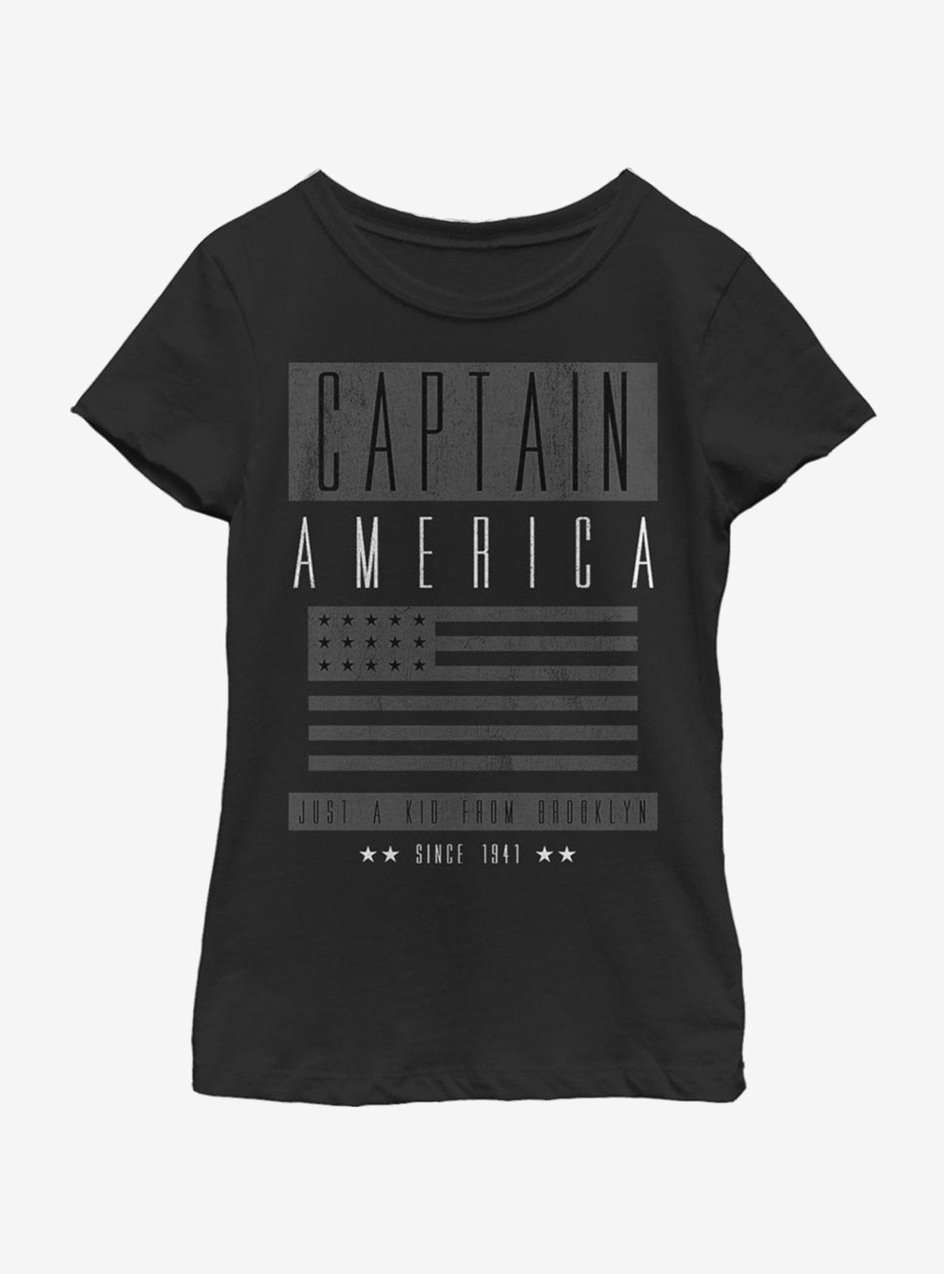 Marvel Captain America Grayscale Youth Girls T-Shirt, , hi-res