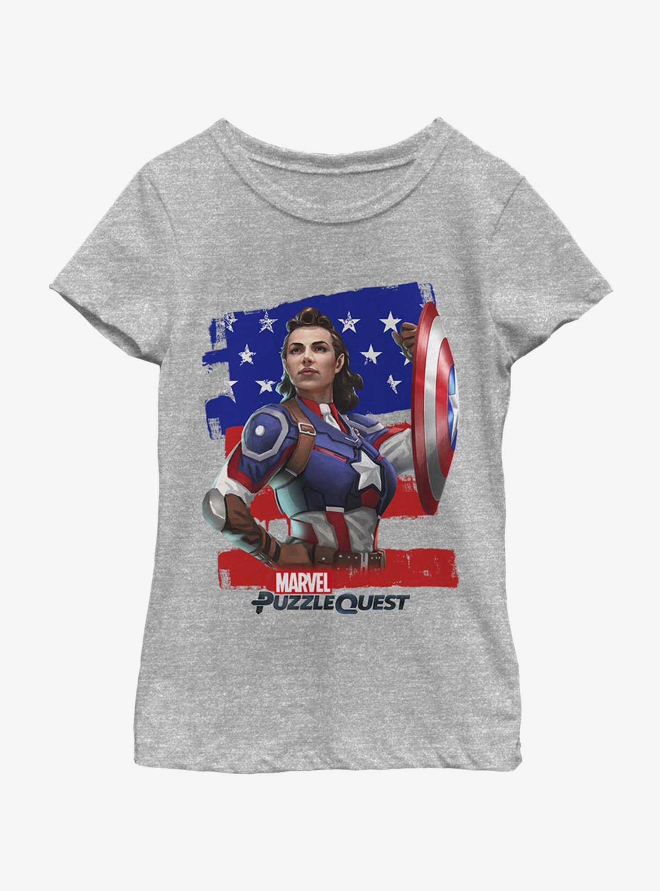 Marvel Captain America Hero Peggie Youth Girls T-Shirt, , hi-res