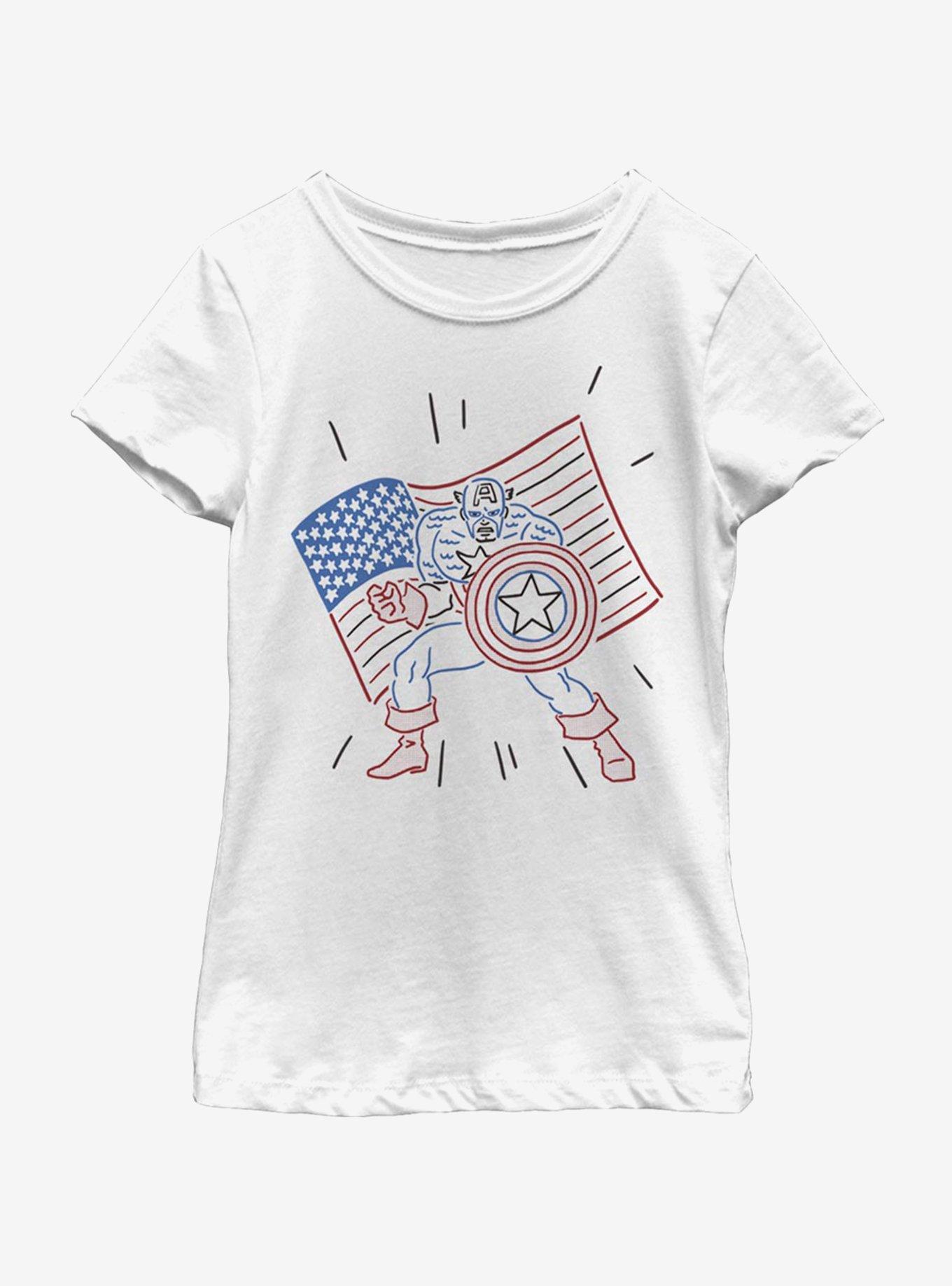 Marvel Captain America Neon Cap Youth Girls T-Shirt, , hi-res