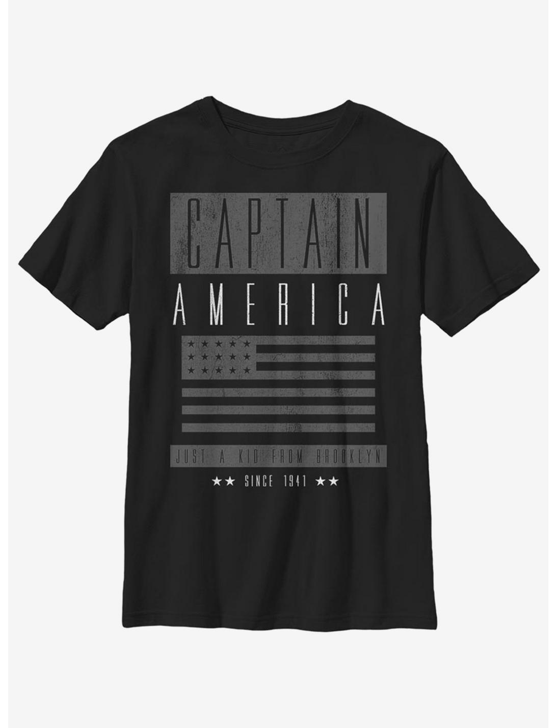 Marvel Captain America Grayscale Youth T-Shirt, BLACK, hi-res