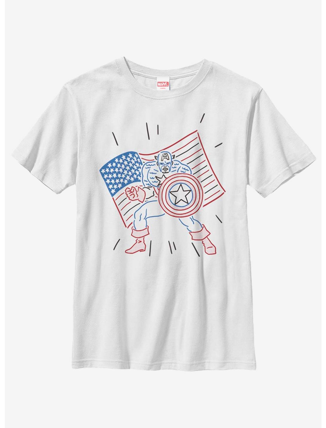 Marvel Captain America Neon Cap Youth T-Shirt, WHITE, hi-res