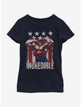 Marvel Hulk Flag Youth Girls T-Shirt, NAVY, hi-res