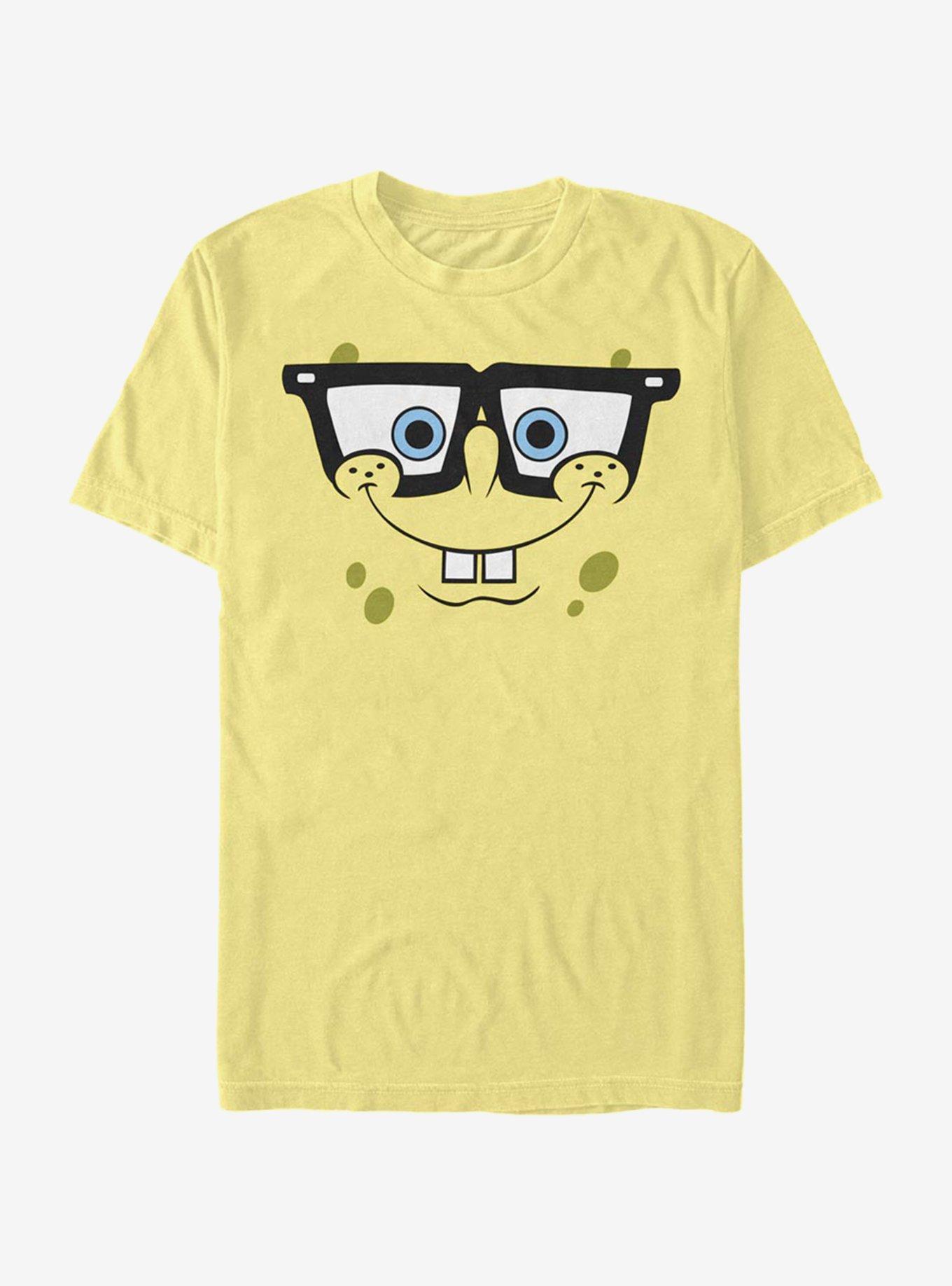 SpongeBob SquarePants Big Face Nerd T-Shirt - YELLOW | BoxLunch