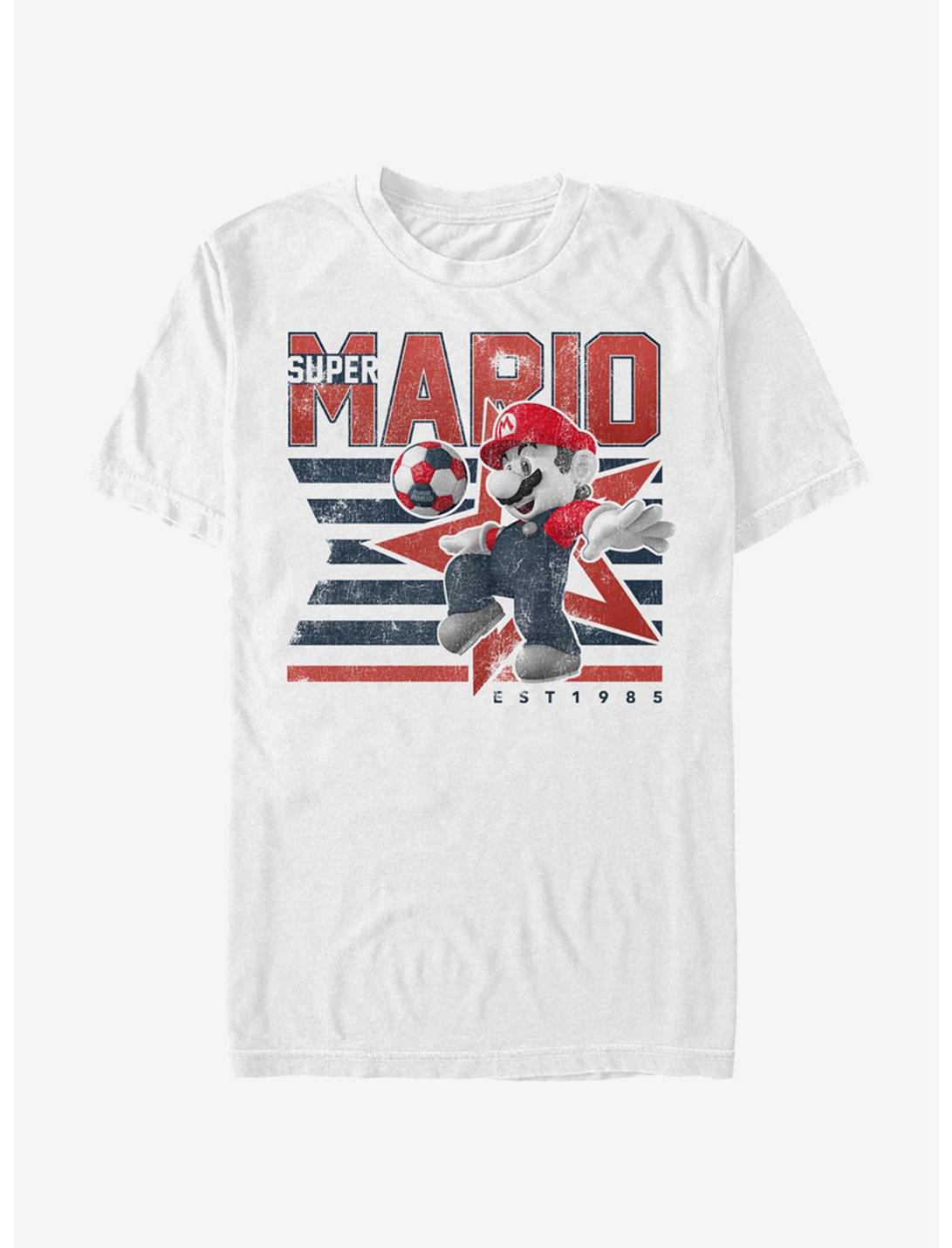 Super Mario Bros. Mario And Stripes T-Shirt, WHITE, hi-res