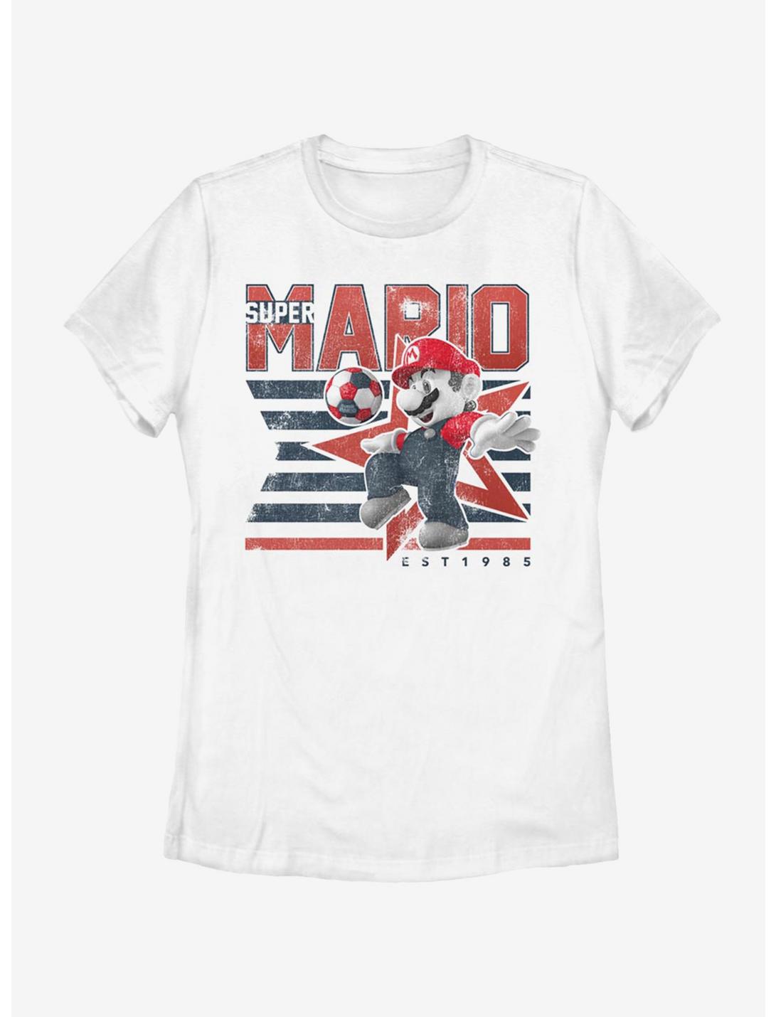Super Mario Bros. Mario And Stripes Womens T-Shirt, WHITE, hi-res