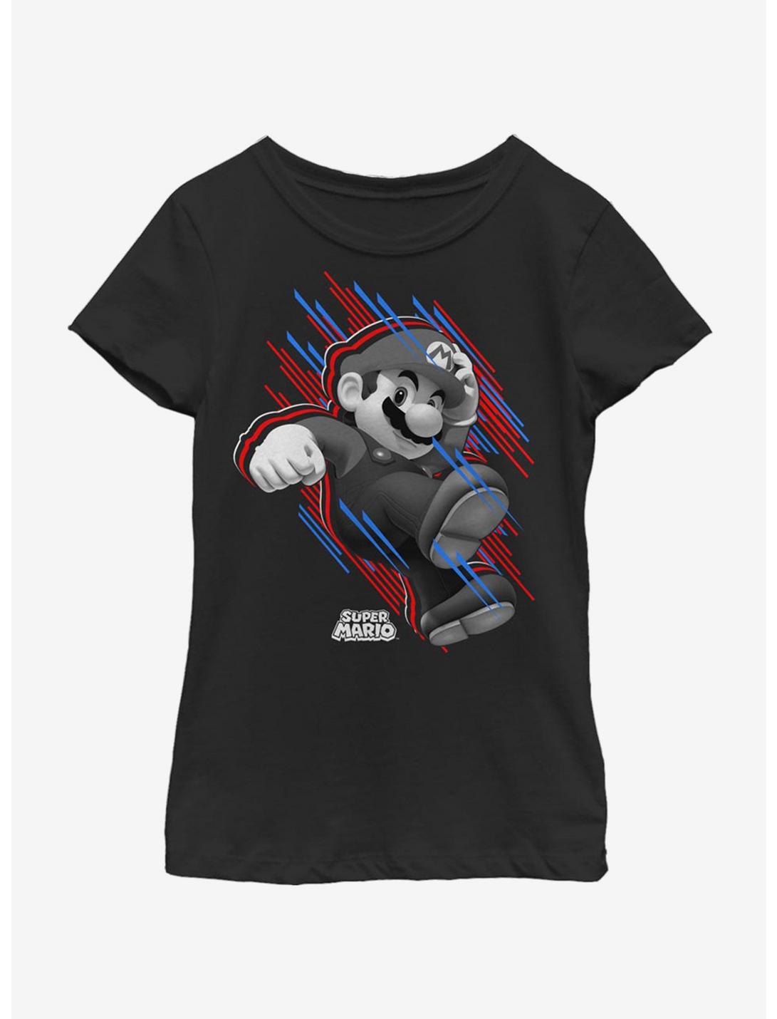 Super Mario Bros. Americana Stripes Youth Girls T-Shirt, BLACK, hi-res