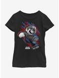 Super Mario Bros. Americana Stripes Youth Girls T-Shirt, BLACK, hi-res